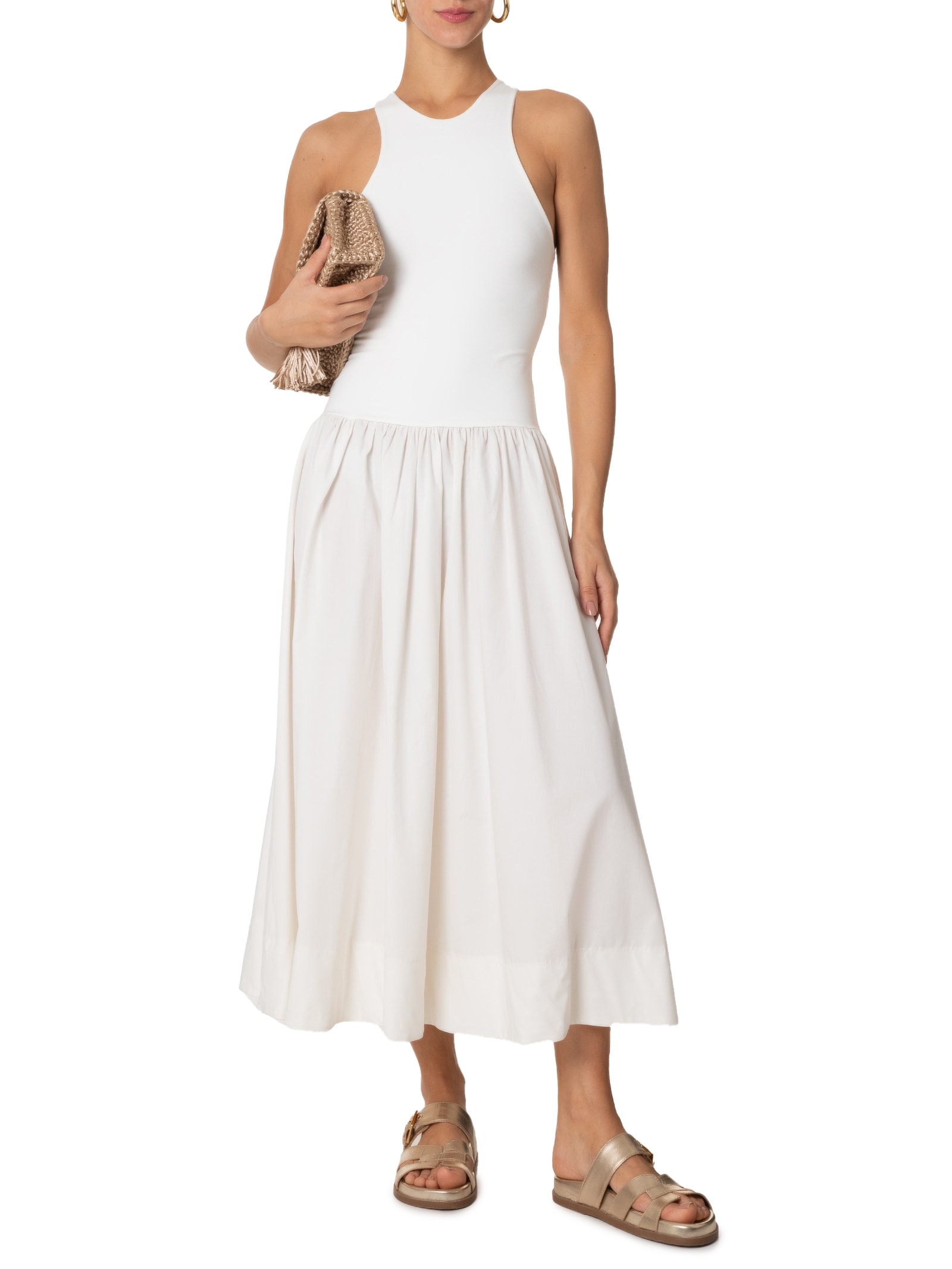 Vestido Regata Saia Godê Branco Farm