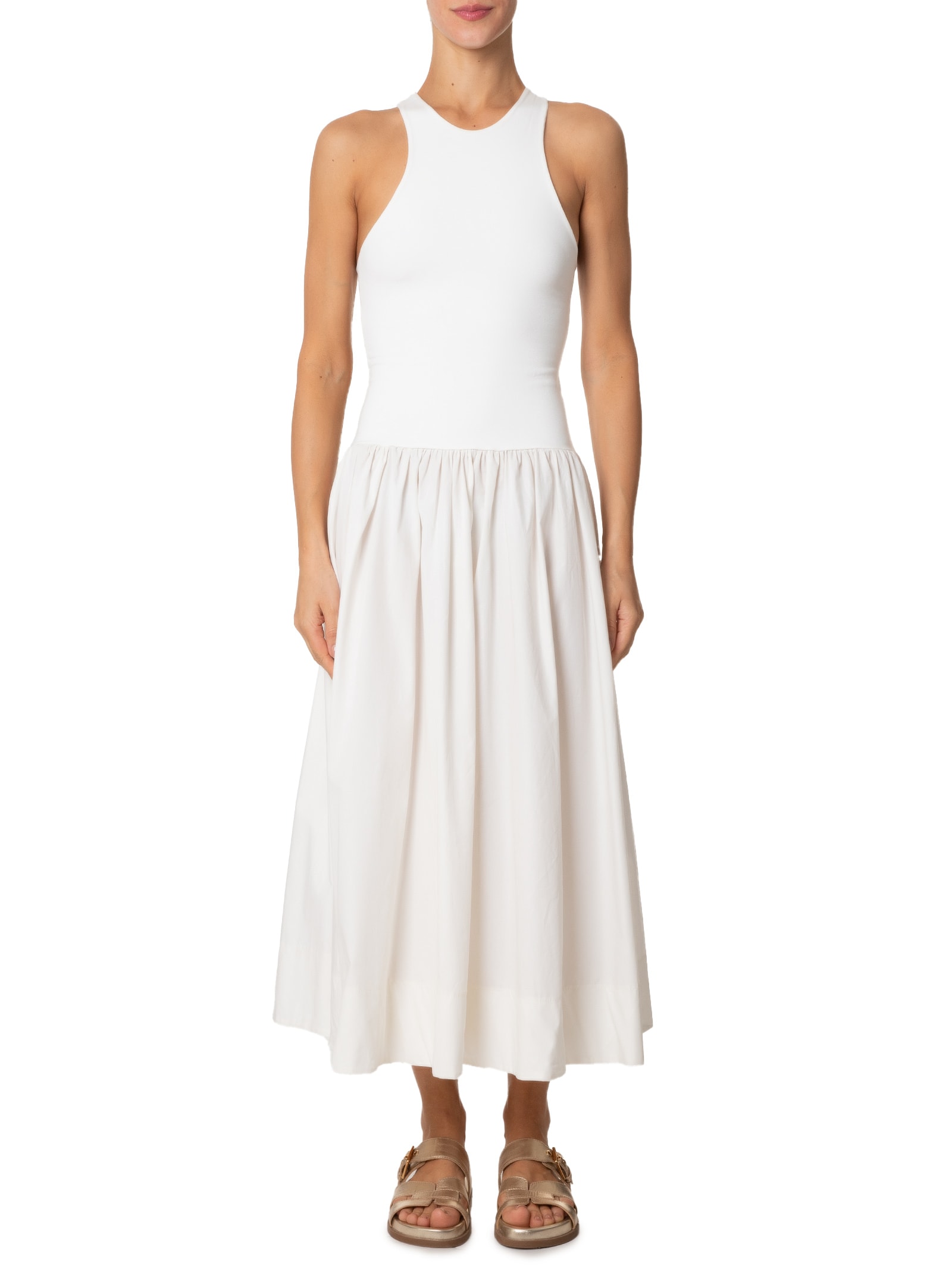 Vestido Regata Saia Godê Branco Farm