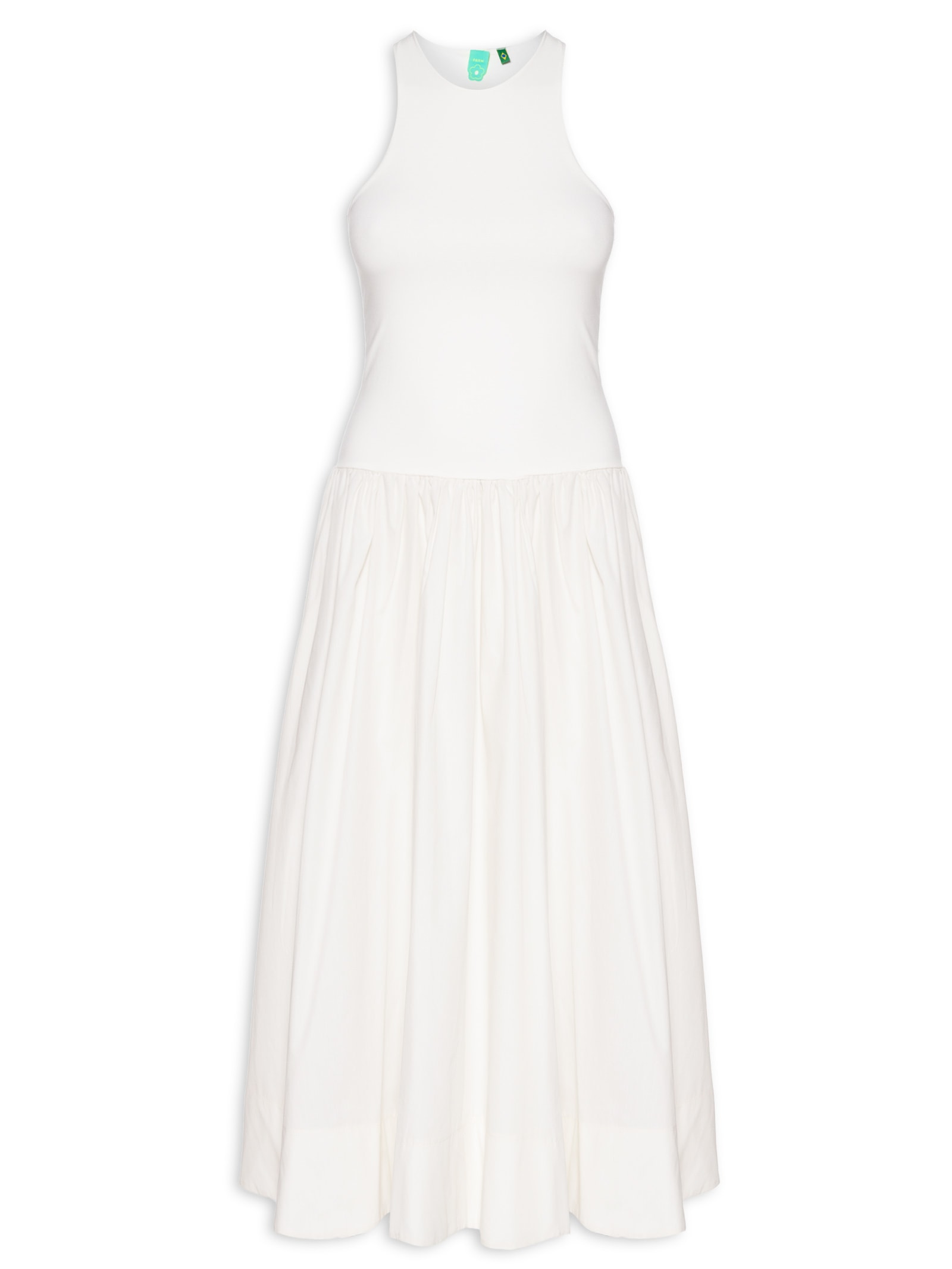 Vestido Regata Saia Godê Branco Farm