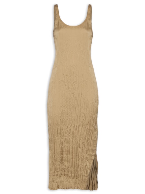 Vestido Regata Wrinkled Satin – Bege