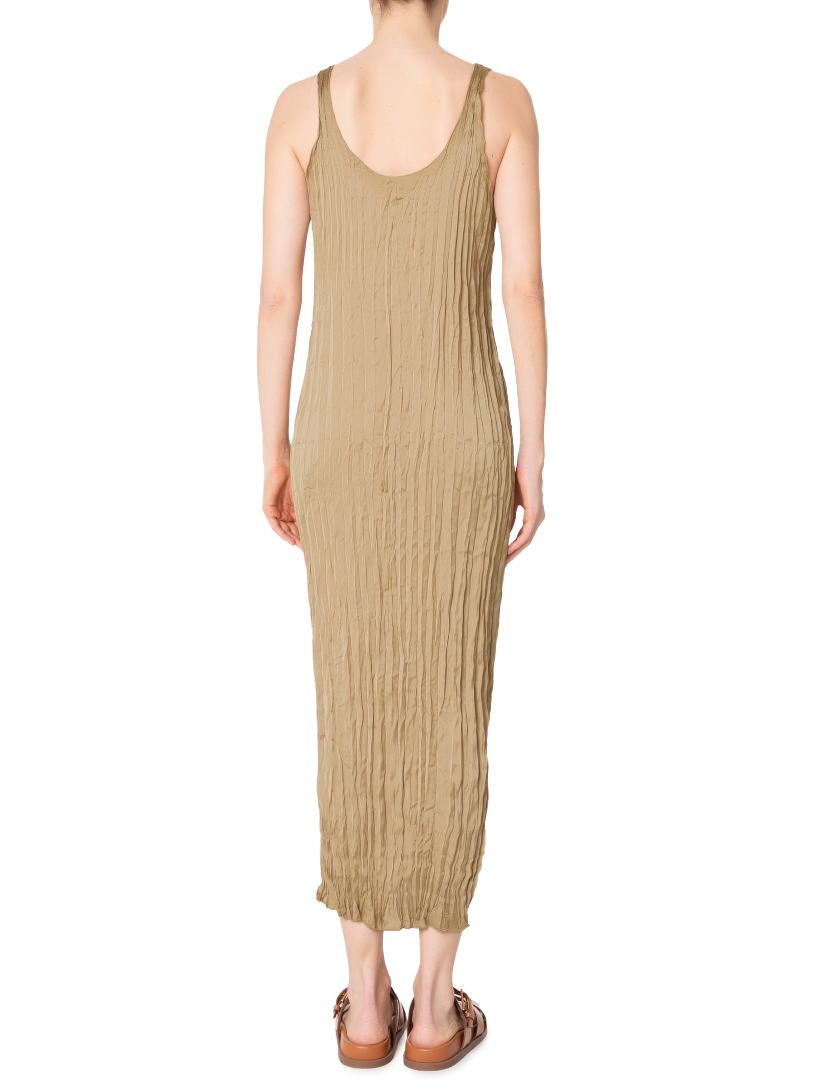 Vestido Regata Wrinkled Satin Bege Osklen