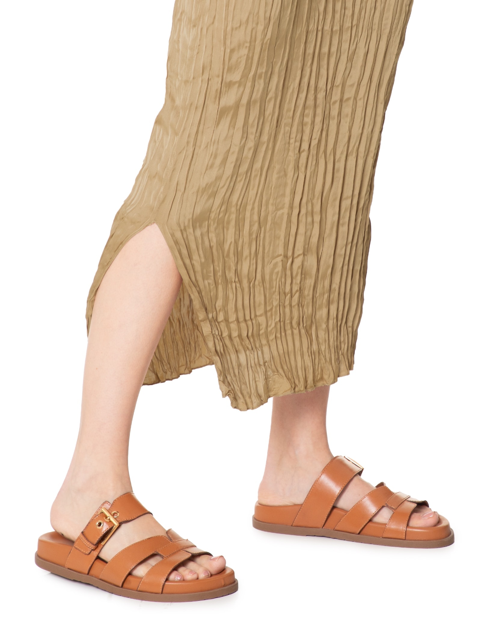 Vestido Regata Wrinkled Satin Bege Osklen