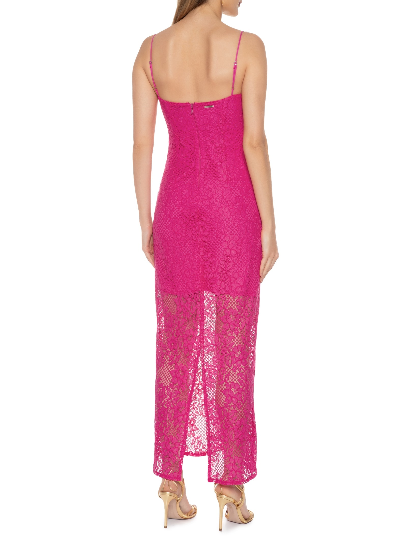 Vestido Renda Midi Rosa Colcci