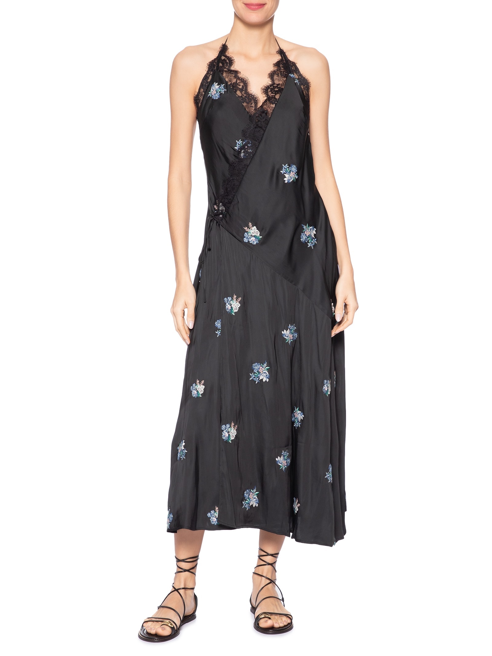 Vestido Renda Romance Preto Farm