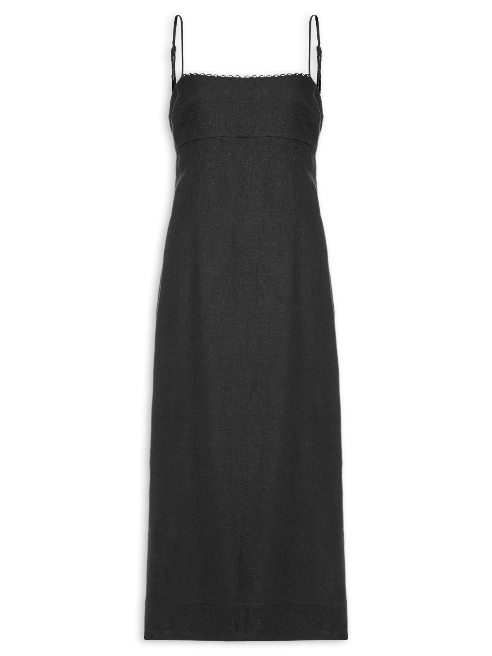 Vestido Reto Alcinhas Preto Farm