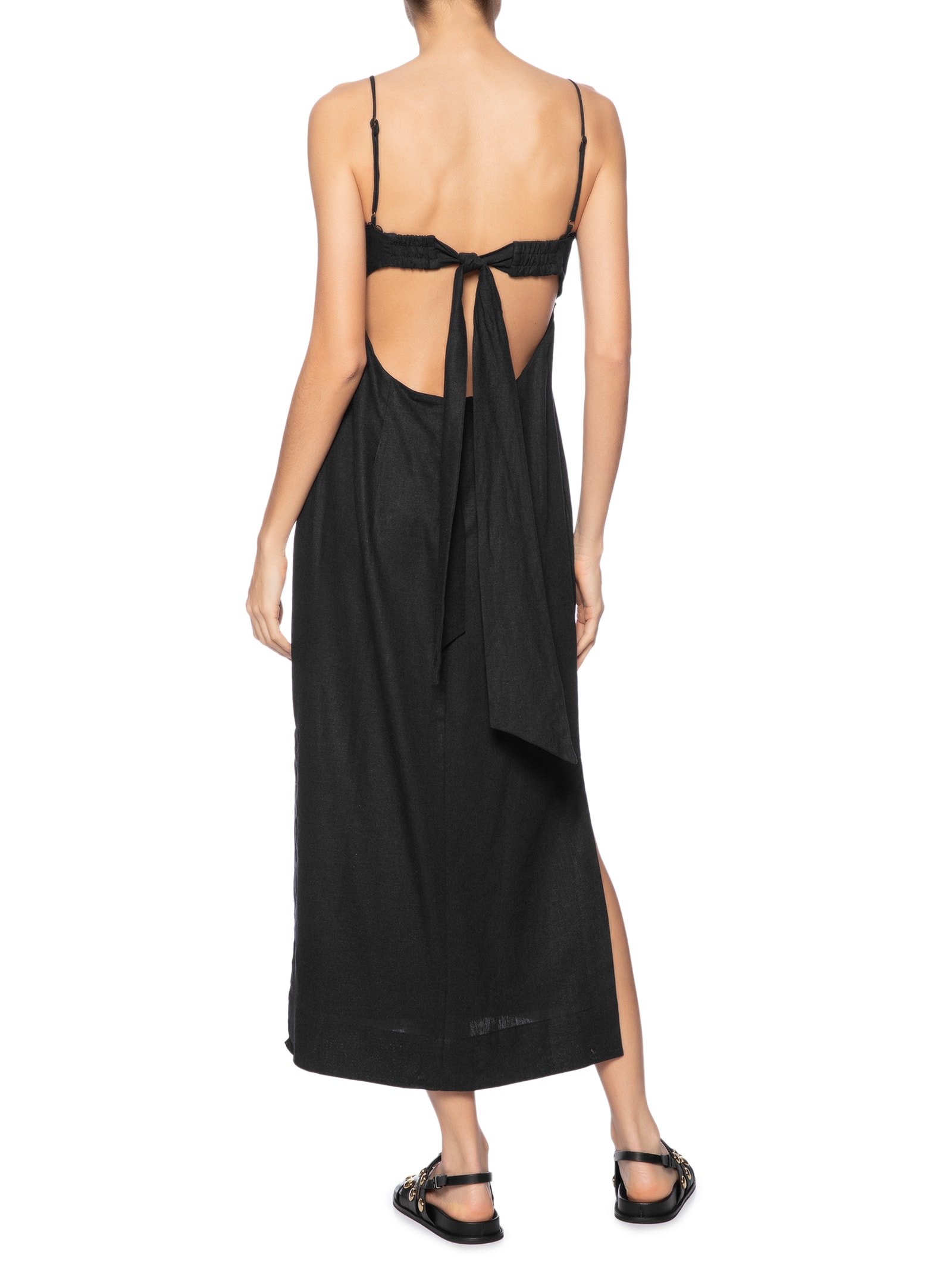 Vestido Reto Alcinhas Preto Farm