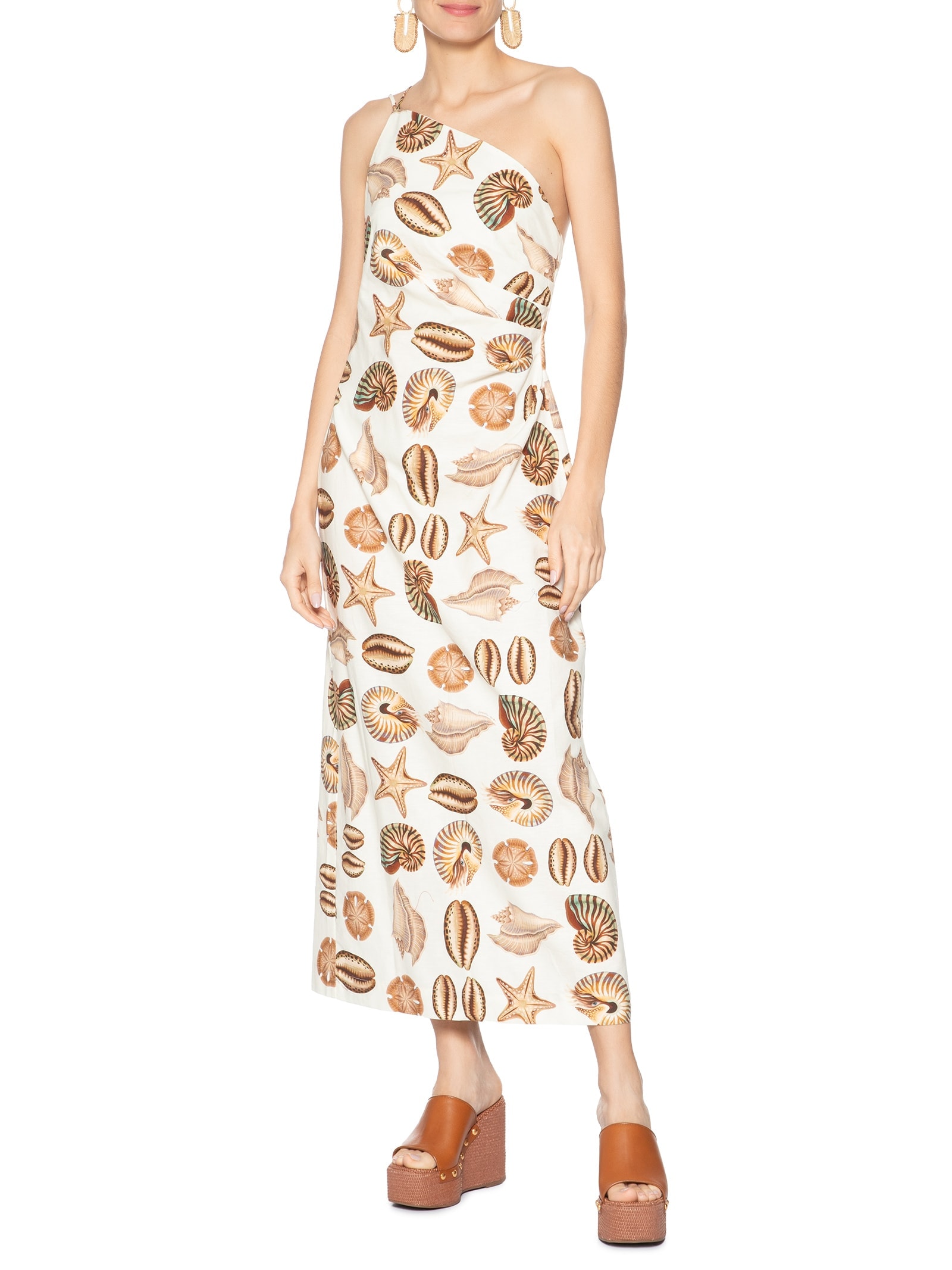Vestido Reto Conchas Off White Farm