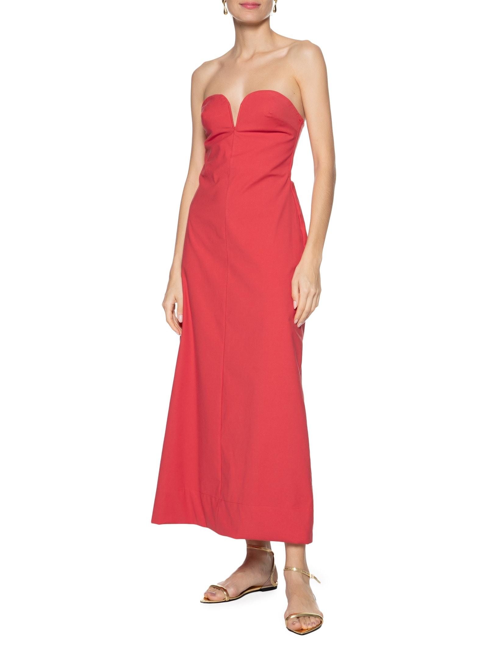 Vestido Reto Decote Vermelho  Farm