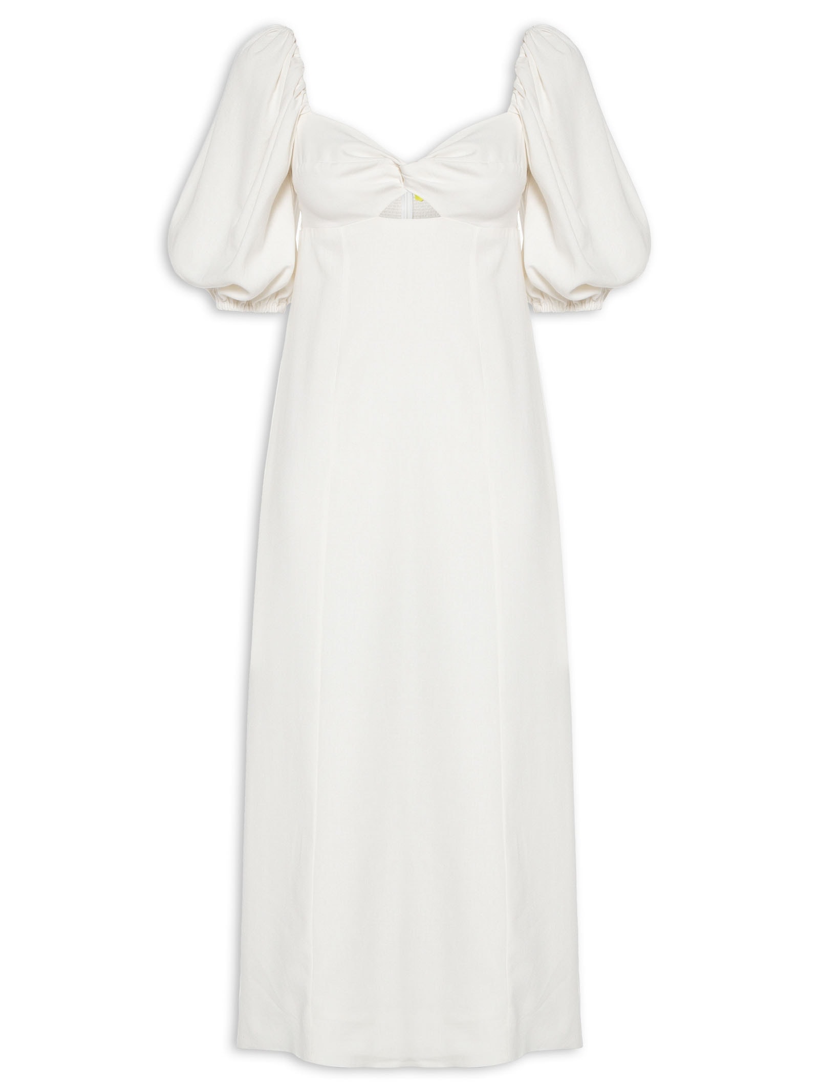 Vestido Reto Mangas Branco Farm