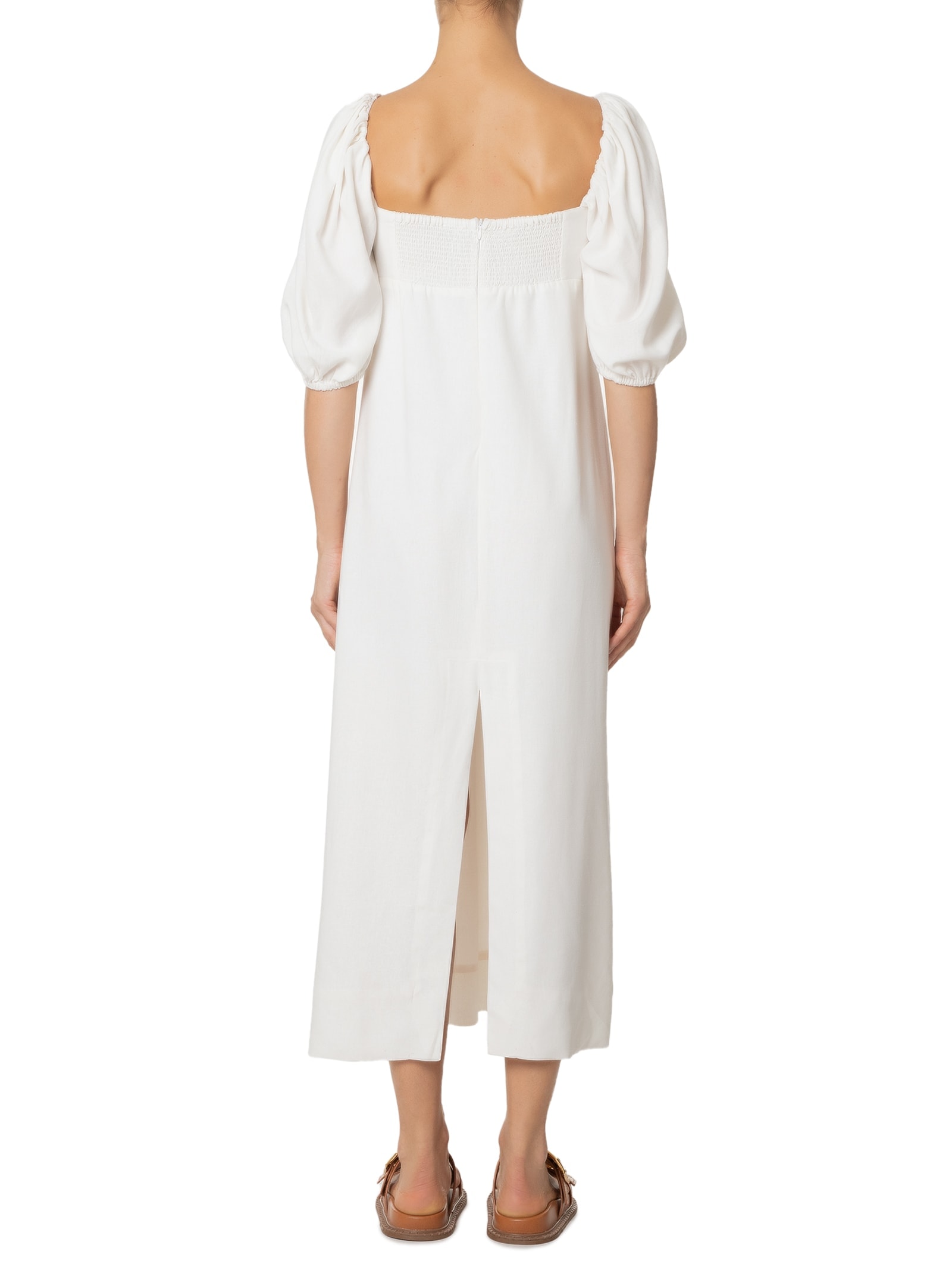 Vestido Reto Mangas Branco Farm