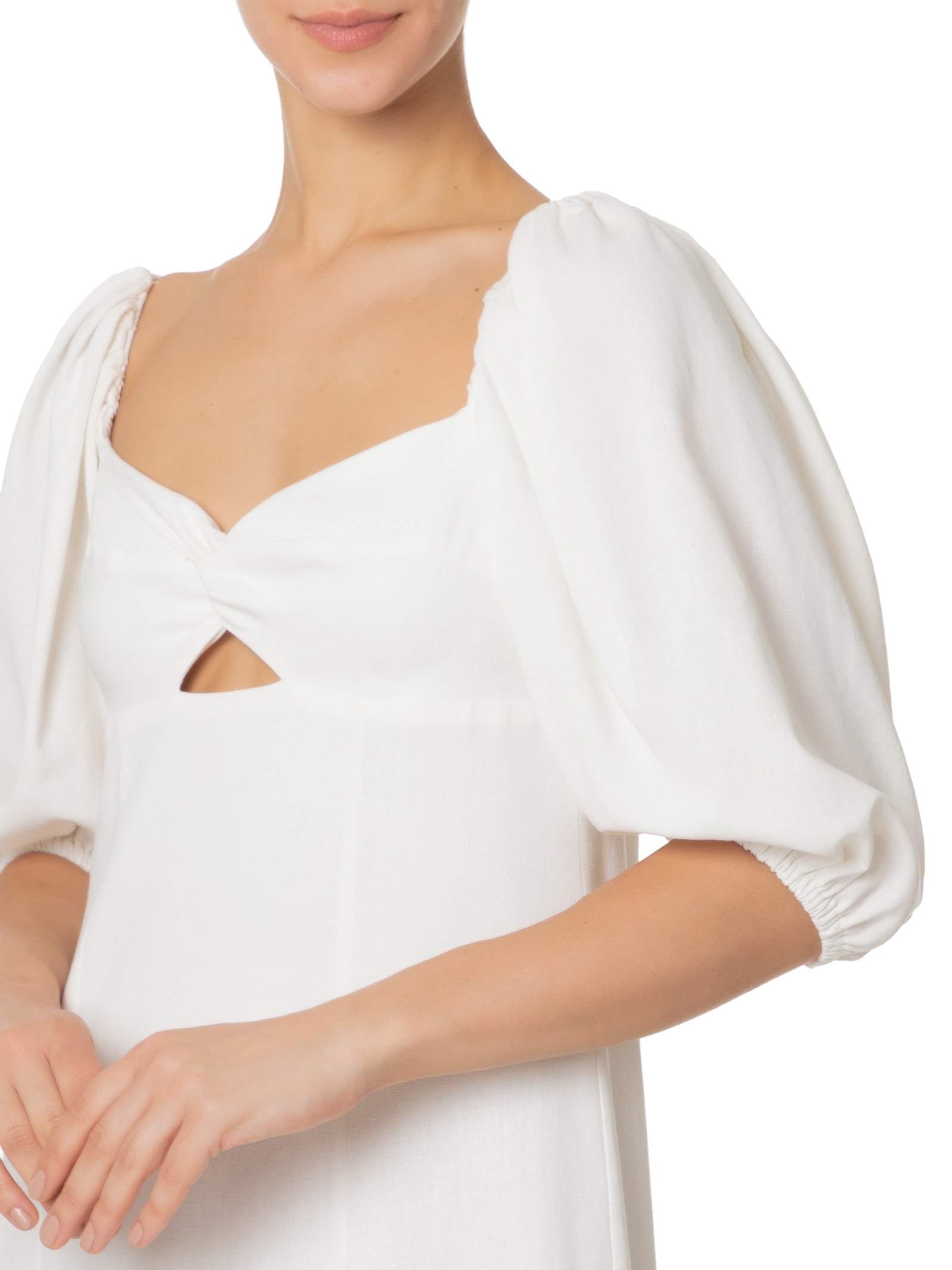 Vestido Reto Mangas Branco Farm