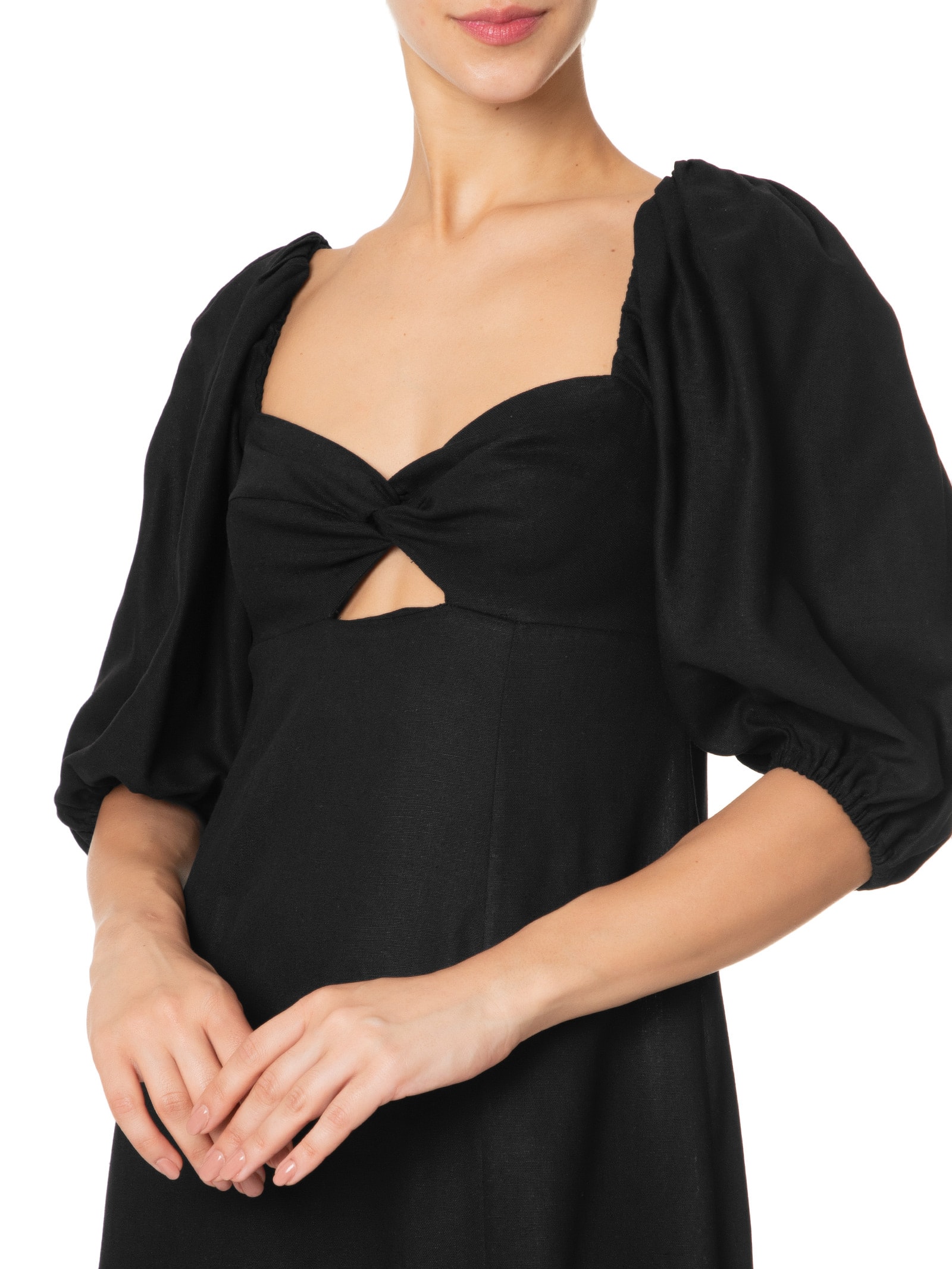 Vestido Reto Mangas Preto Farm