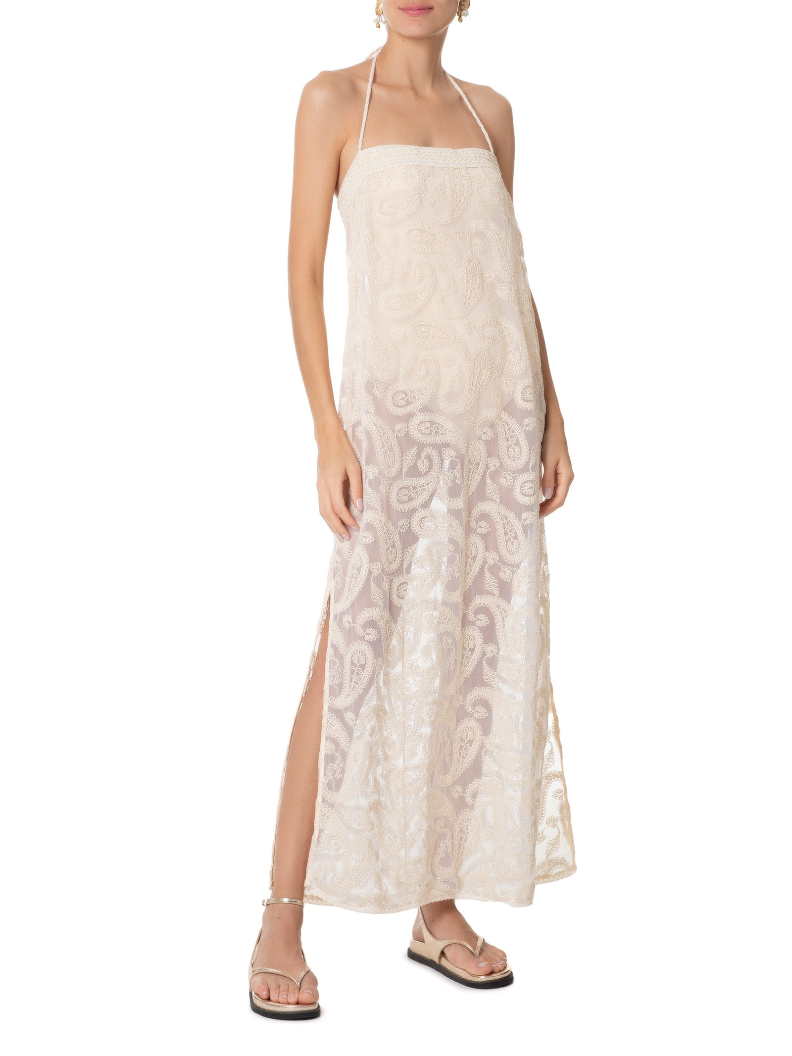 Vestido Reto Renda Bege Dress To