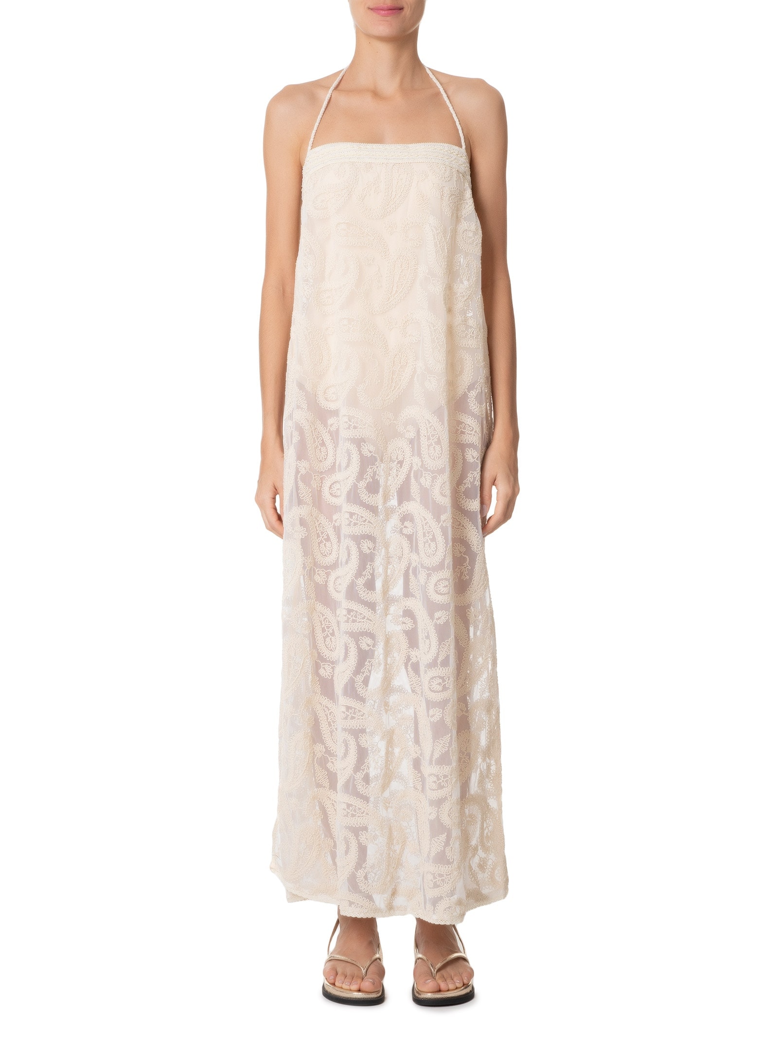 Vestido Reto Renda Bege Dress To