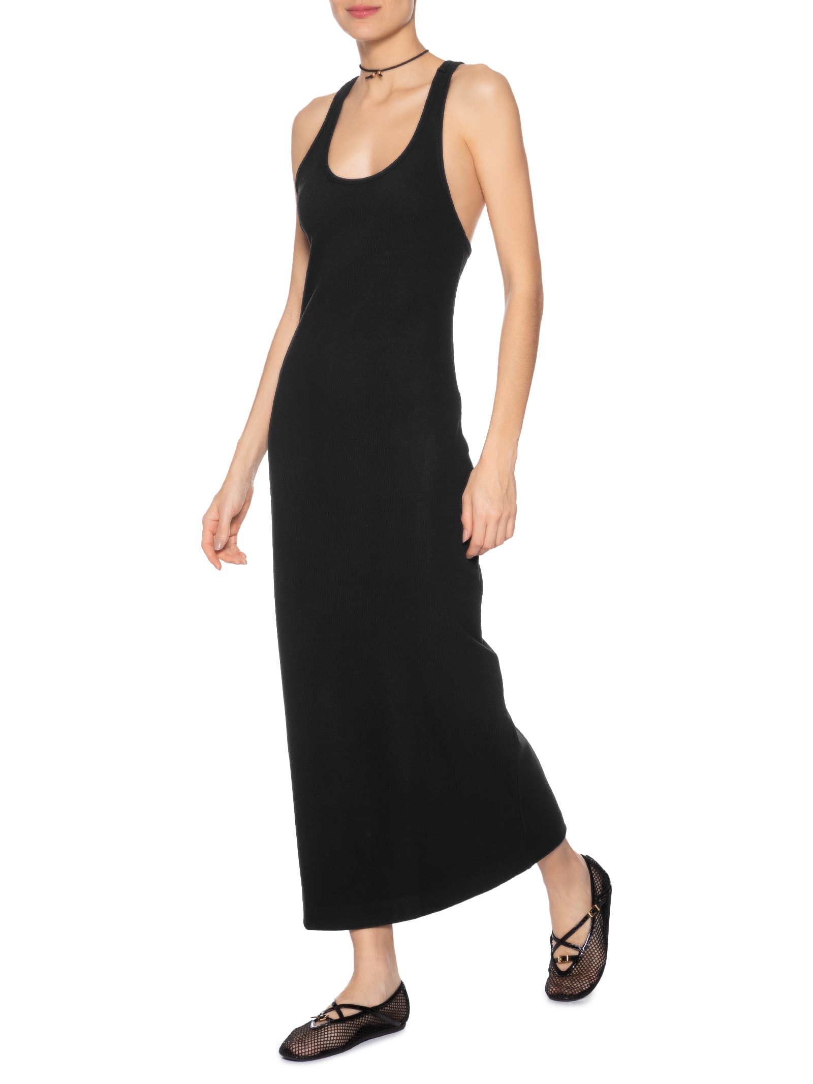 Vestido Rib Decote Nadador Preto Animale