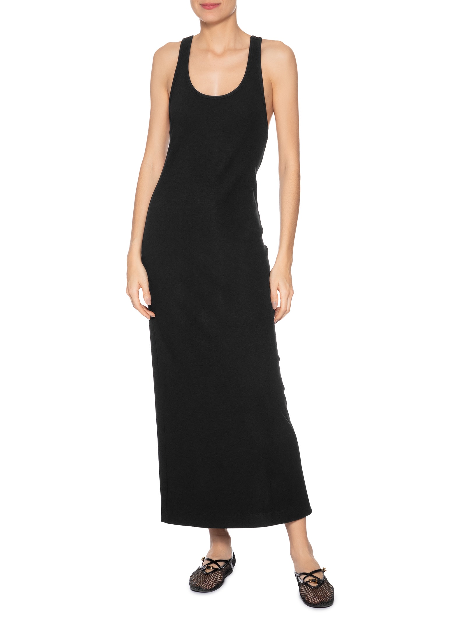 Vestido Rib Decote Nadador Preto Animale