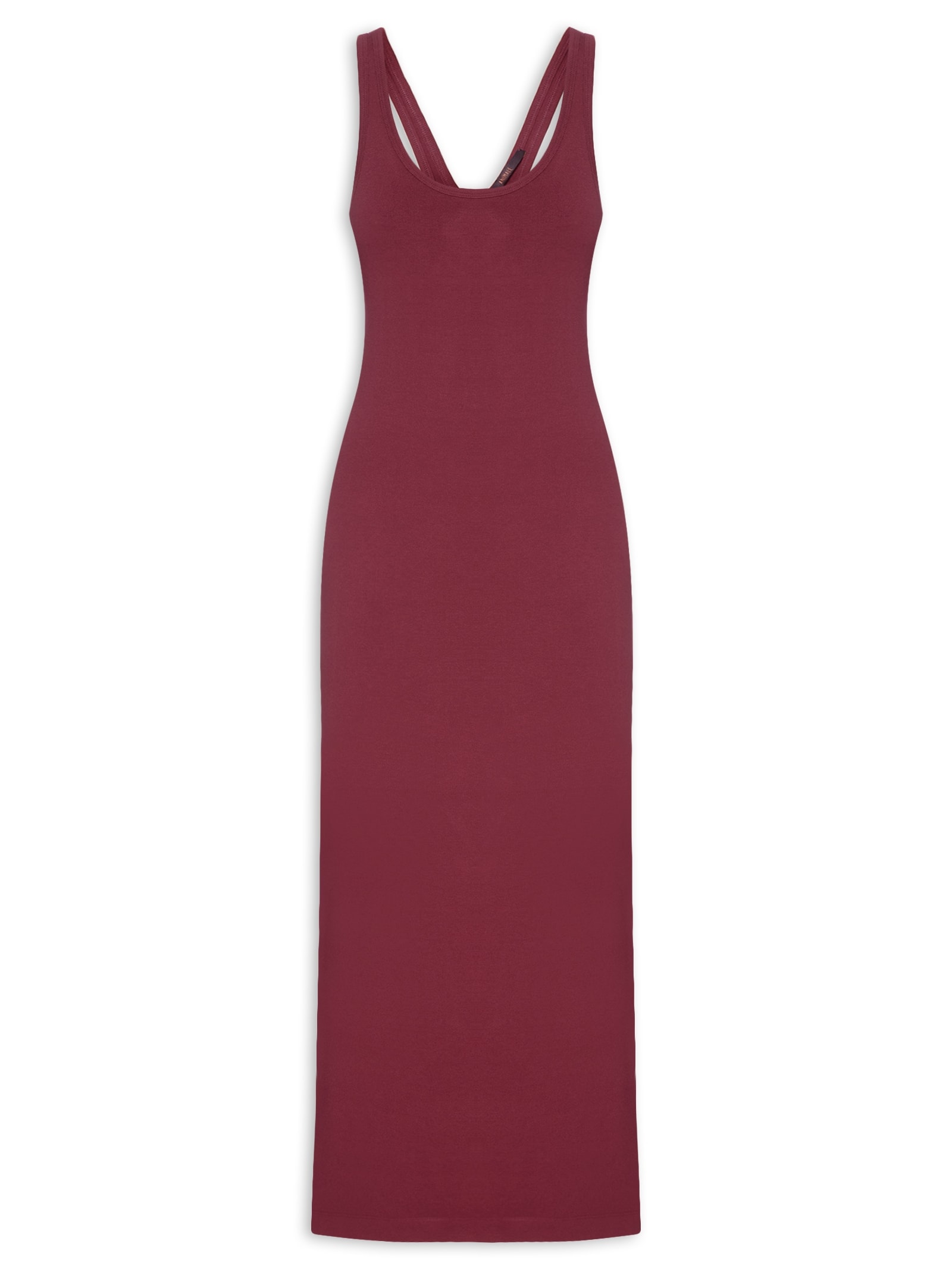 Vestido Rib Decote Vermelho Animale