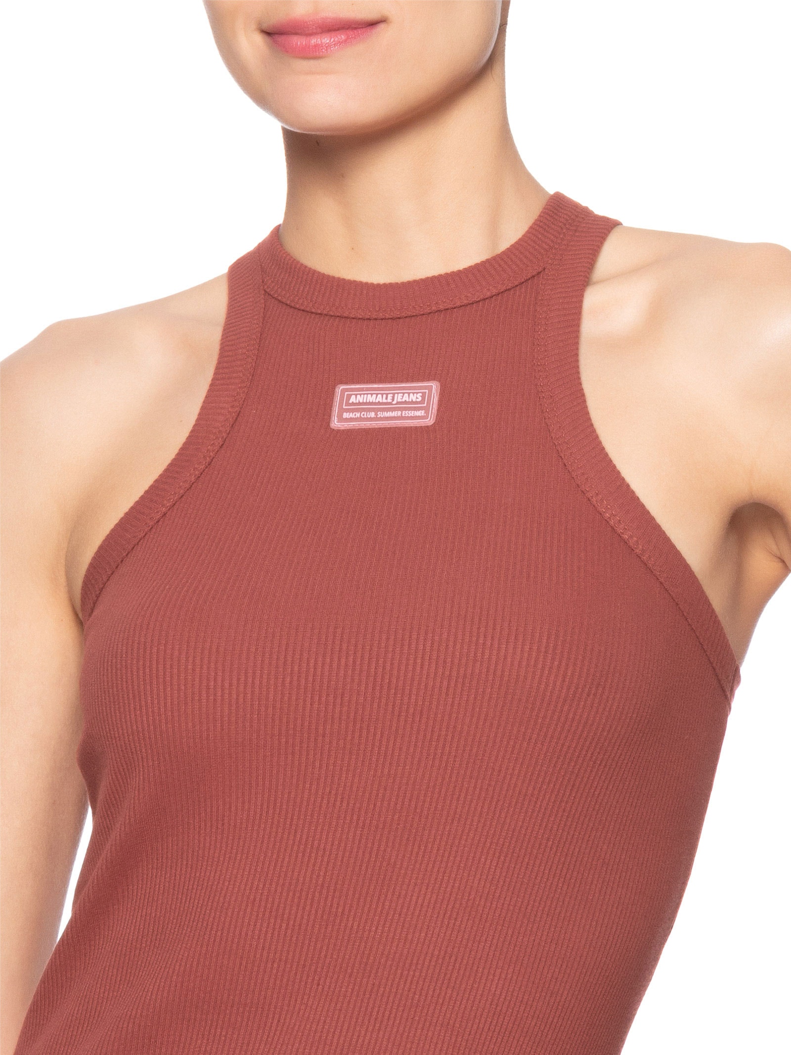 Vestido Rib Patch Beach Club Summer Vinho Animale Jeans