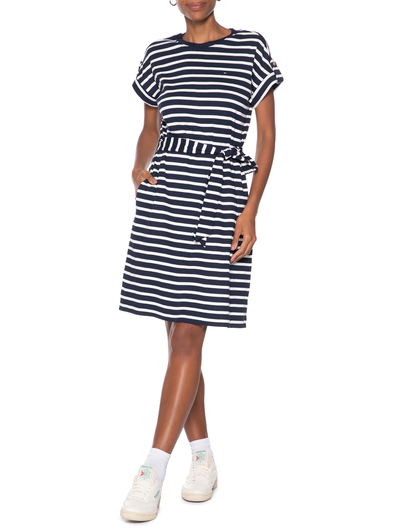 Vestido Rib Roll Tab Azul Tommy Hilfiger