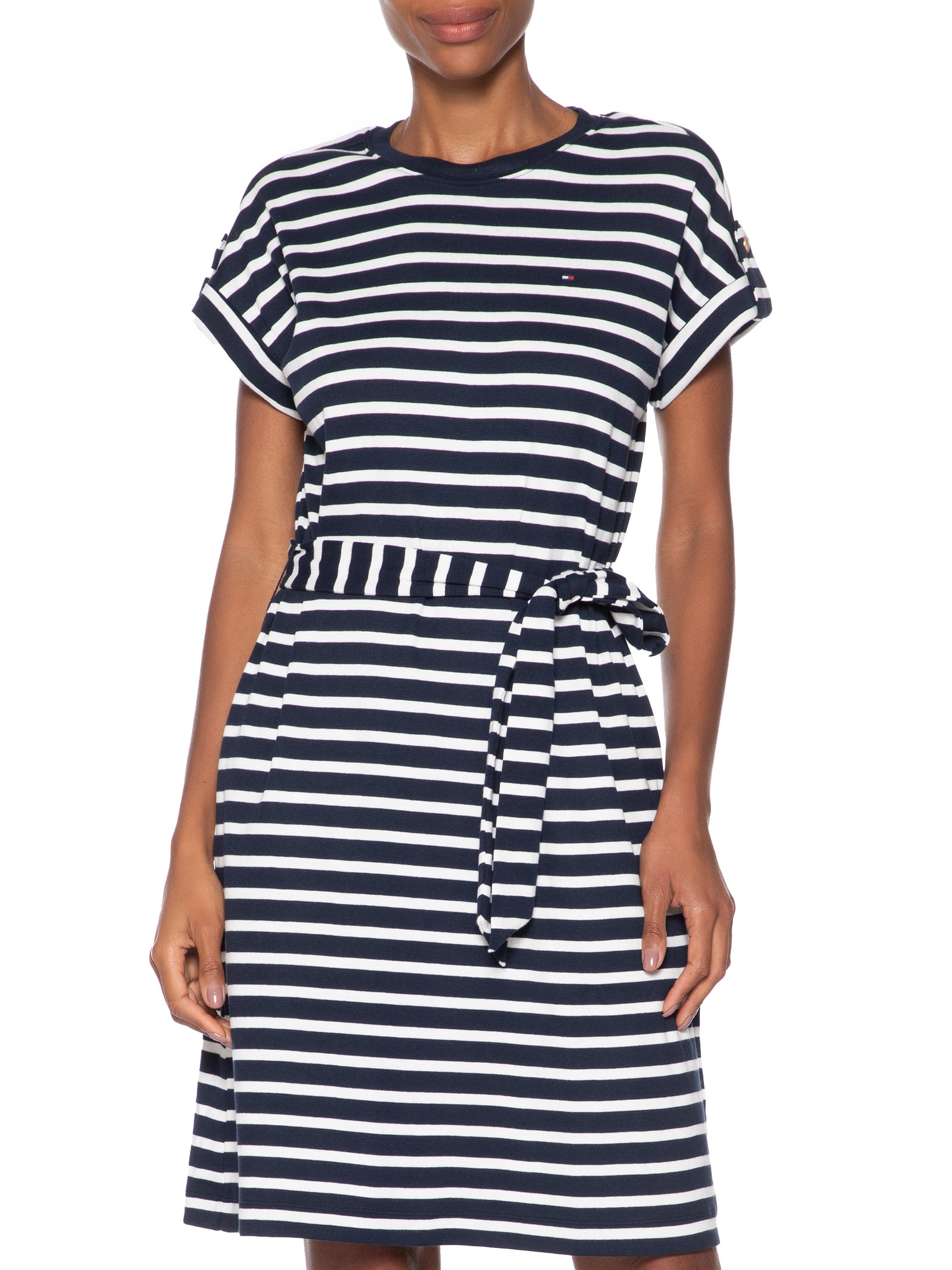 Vestido Rib Roll Tab Azul Tommy Hilfiger