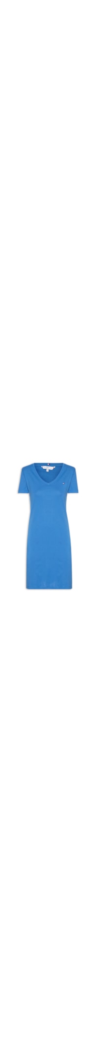 Vestido Rib Solid V-Neck - Azul