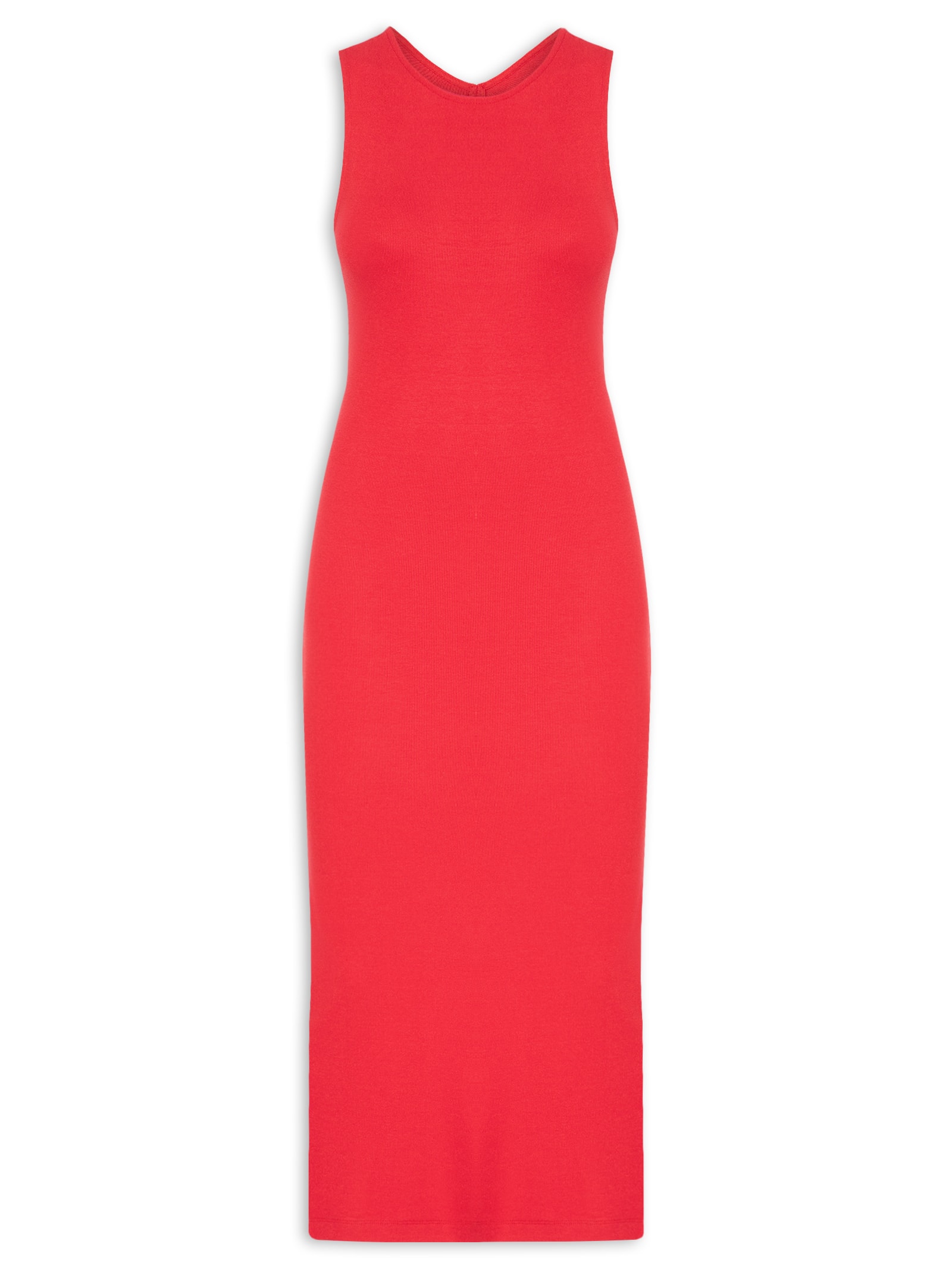 Vestido Ribana Decote Costas Vermelho Calvin Klein Jeans