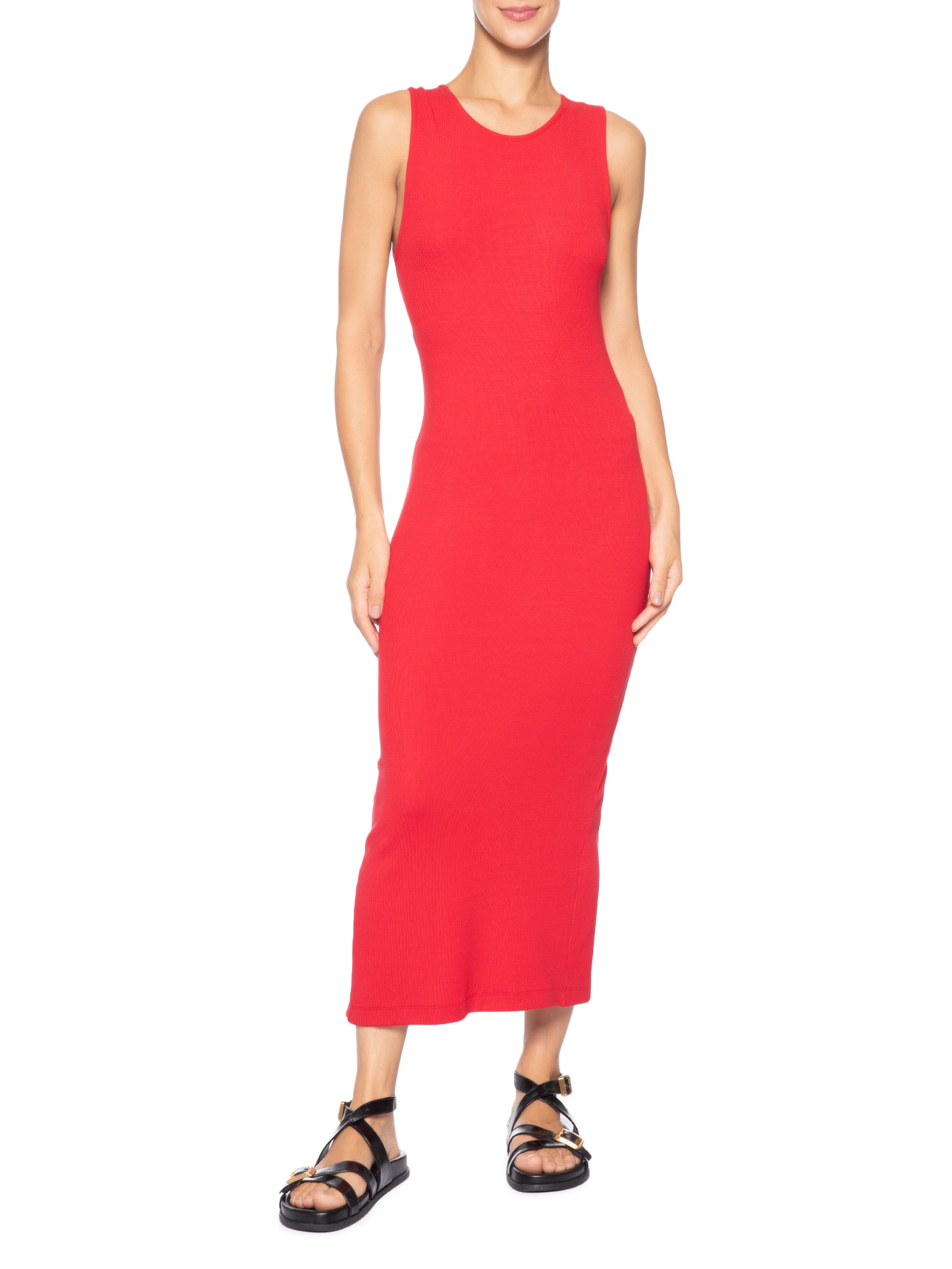 Vestido Ribana Decote Costas Vermelho Calvin Klein Jeans