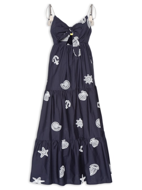 Vestido Richelieu Colagem - Azul