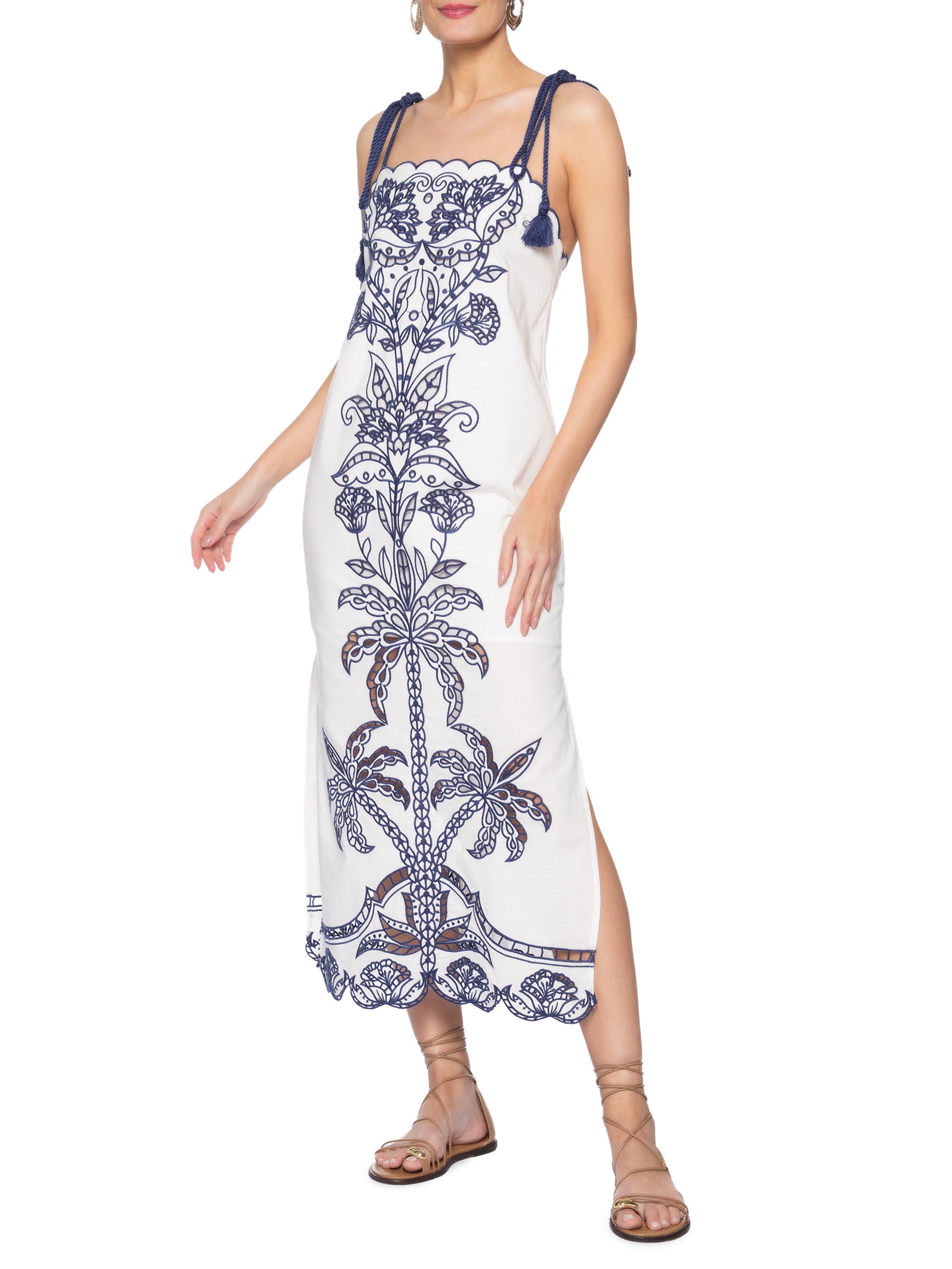 Vestido Richelieu Coqueiros Branco Farm