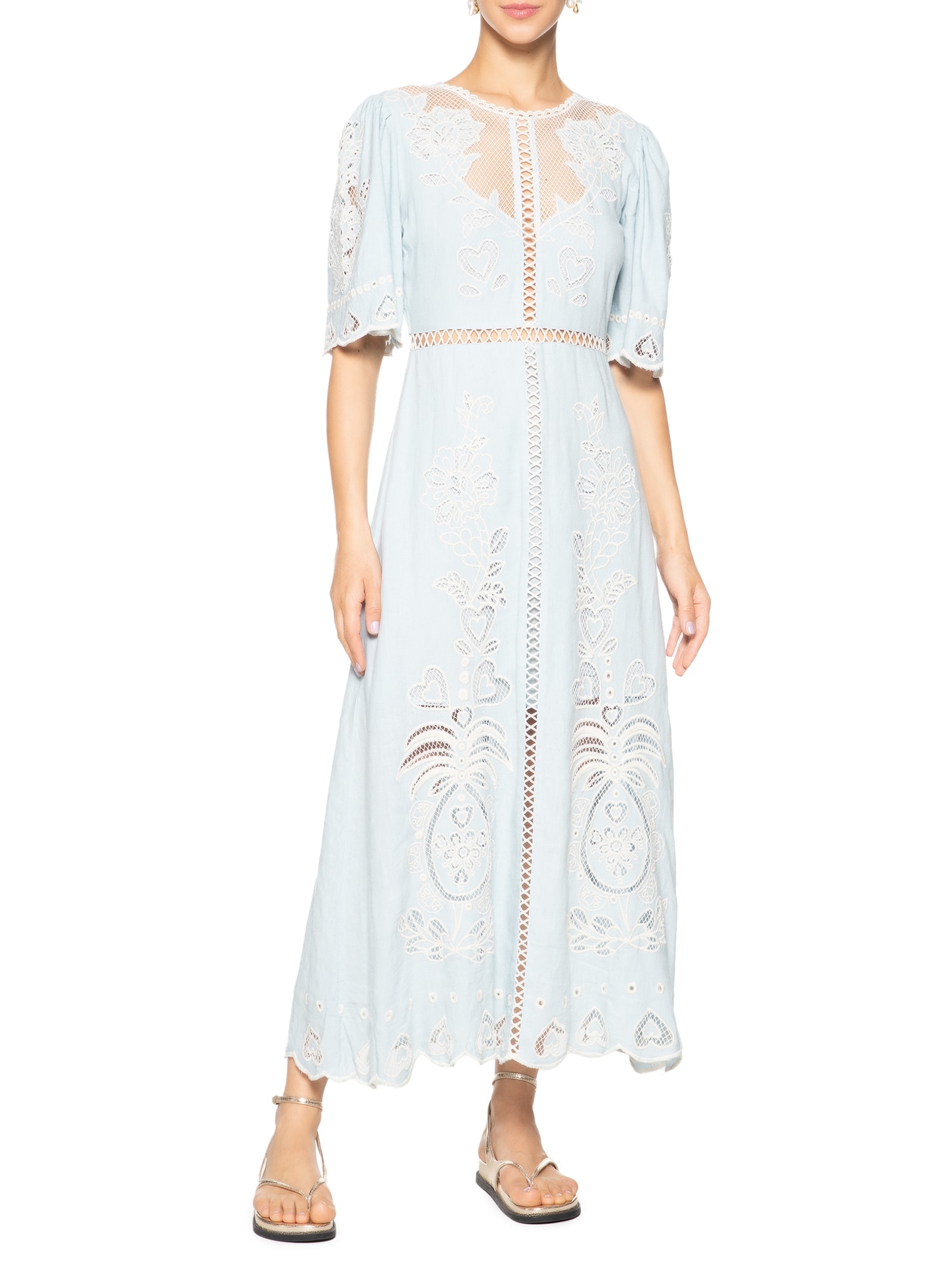 Vestido Richelieu Sabor De Sol - Farm - Azul