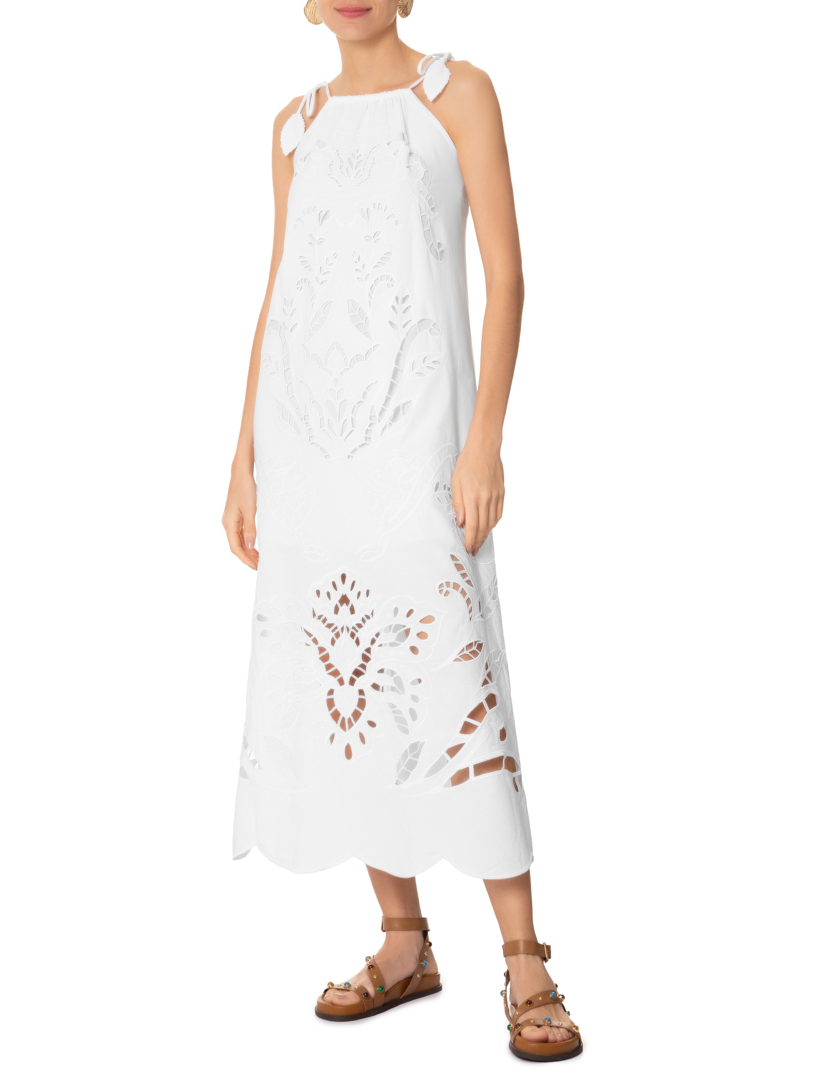 Vestido Richilieu Desejo de Mar Branco Farm