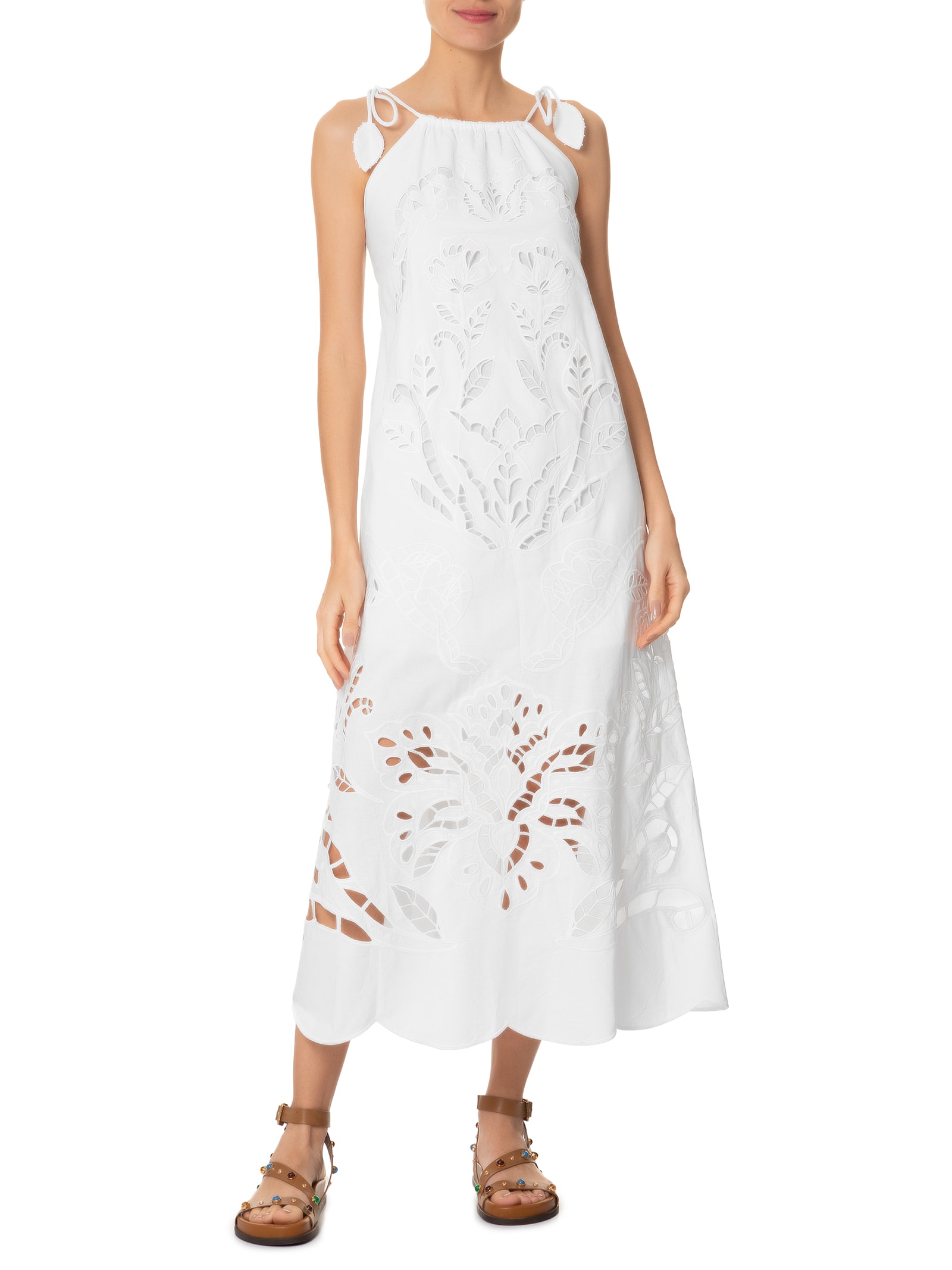 Vestido Richilieu Desejo de Mar Branco Farm