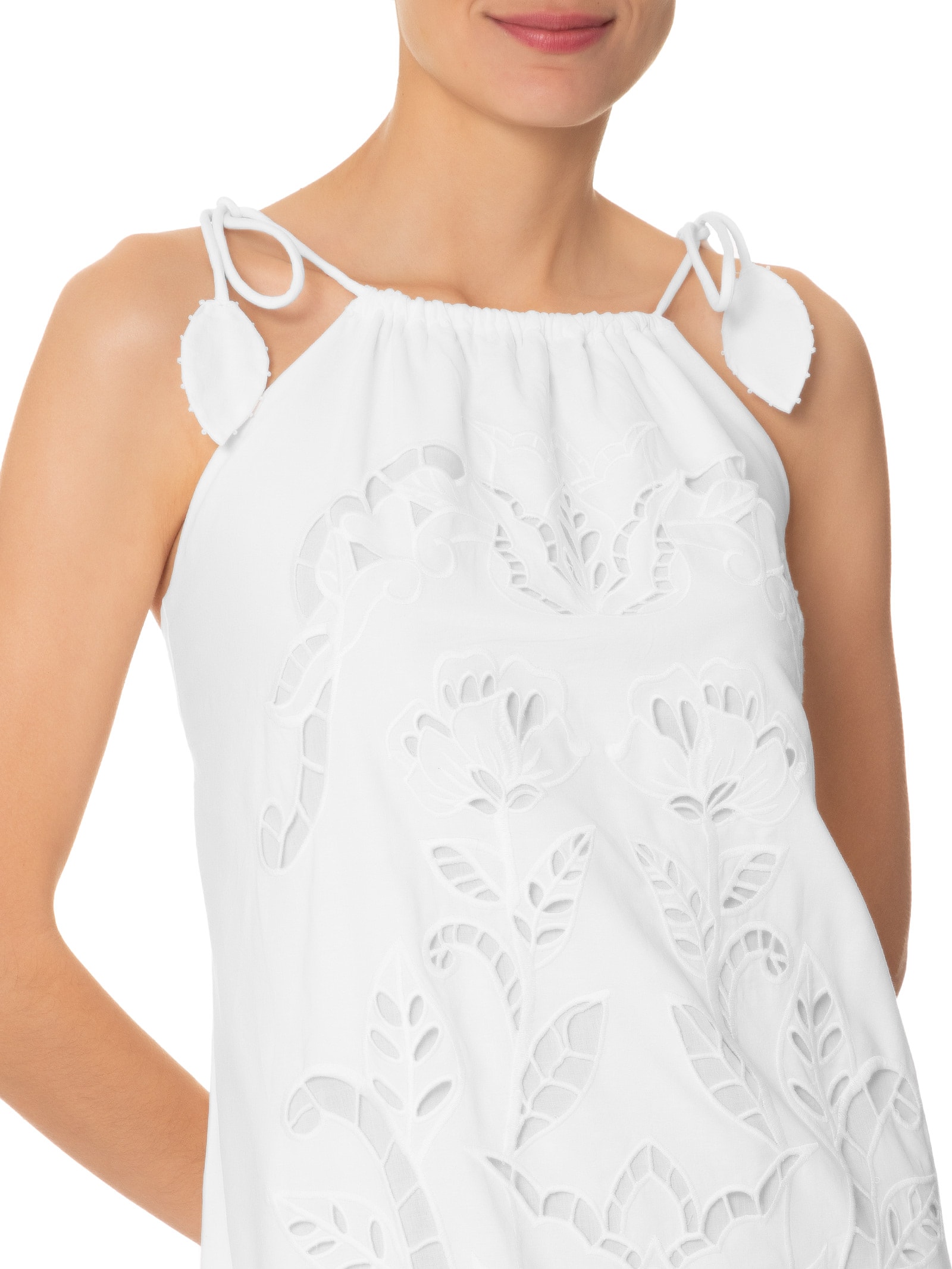 Vestido Richilieu Desejo de Mar Branco Farm