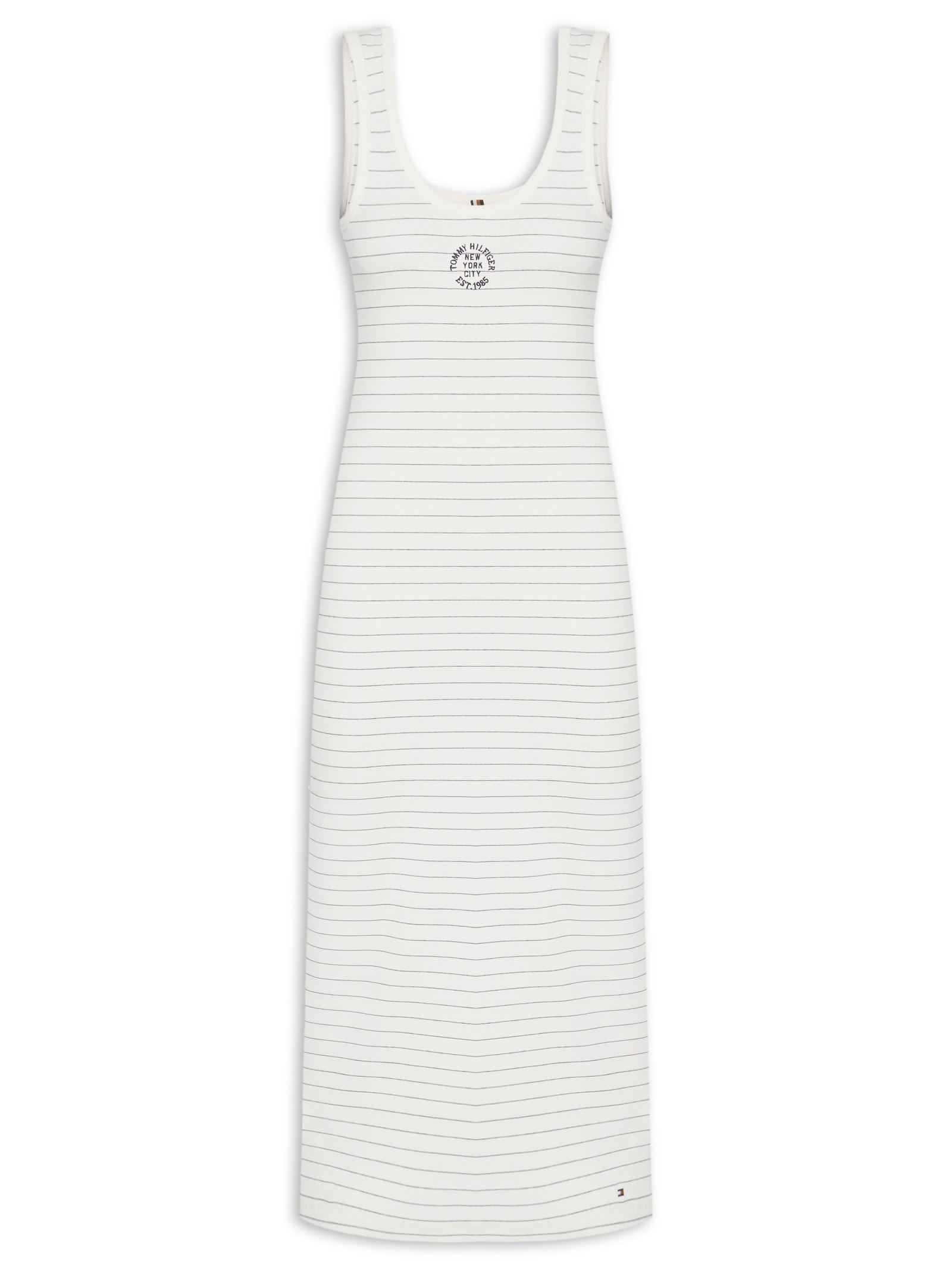 Vestido Roundall Rib Slim Tank Dress Branco Tommy Hilfiger