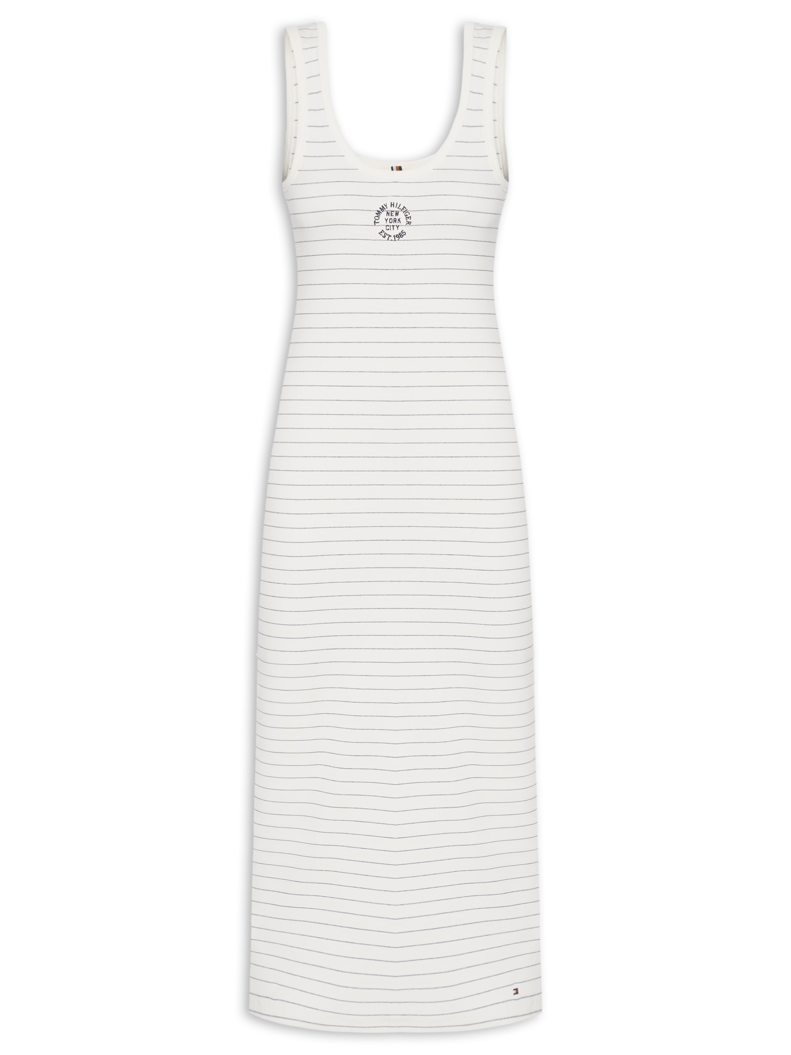 Vestido Roundall Rib Slim Tank Dress Branco Tommy Hilfiger