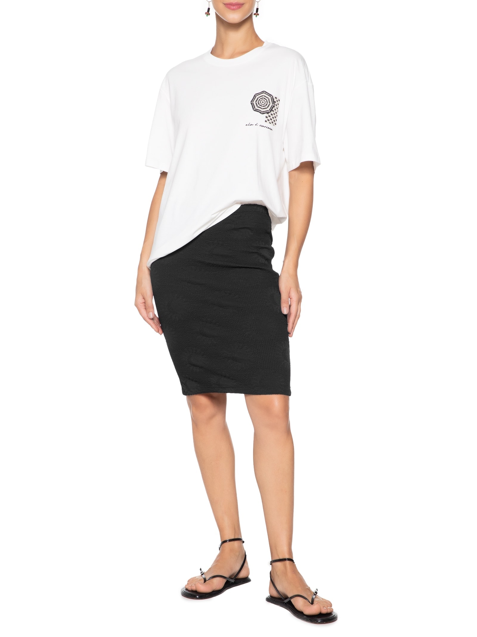 Vestido Saia Mare de Sol Preto Farm Praia