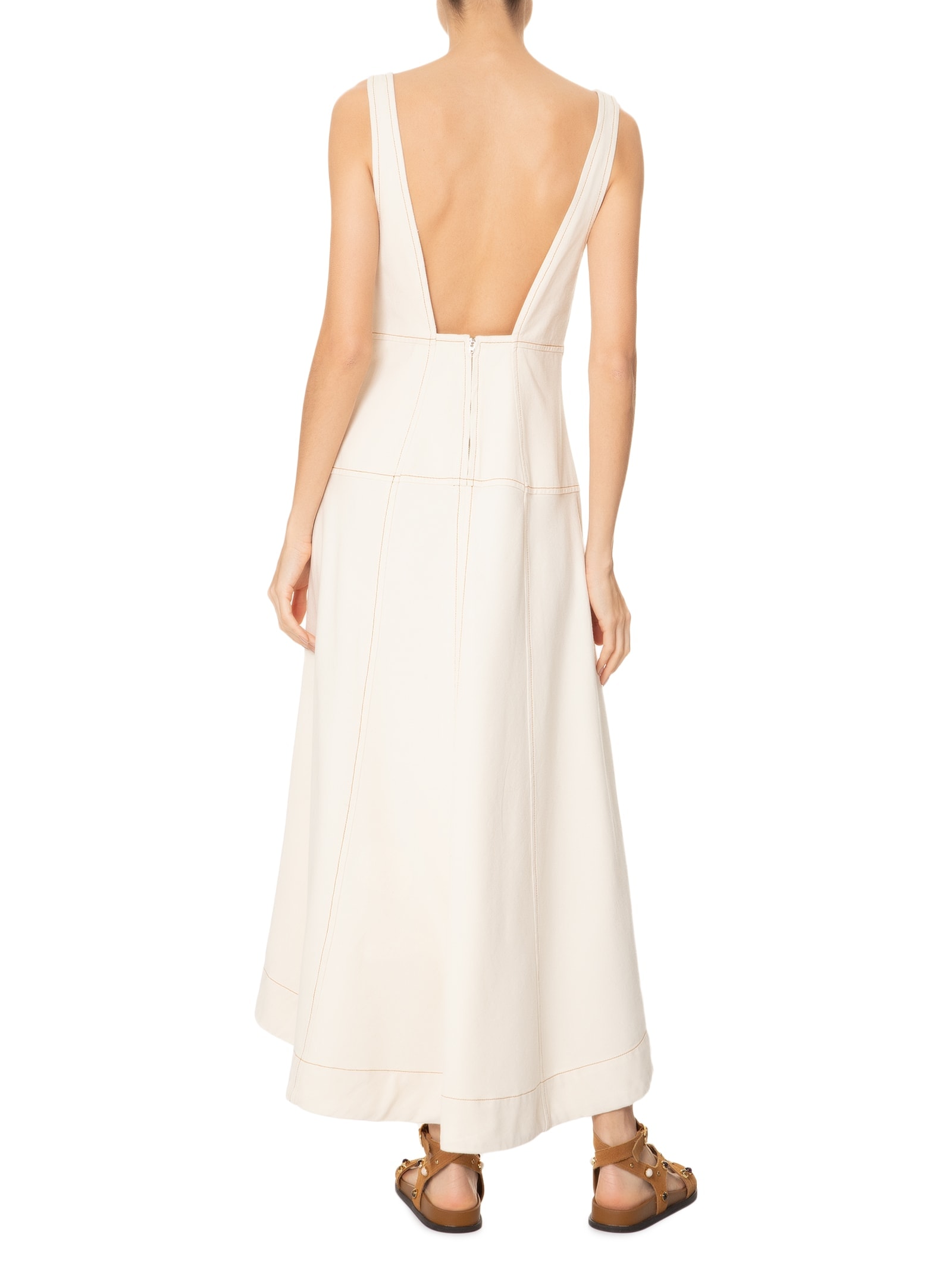 Vestido Sarja Pespontos Off White Dress To