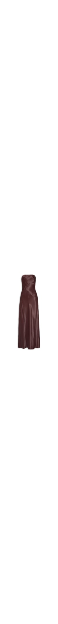 Vestido Sem Alça Cetim - Marrom