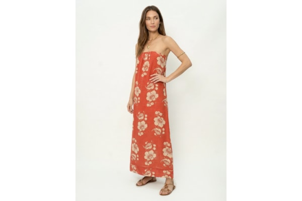 Vestido Sem Alça Estampa Fleur A - Vermelho