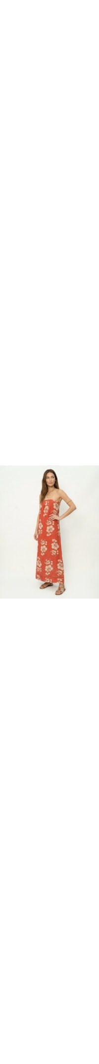 Vestido Sem Alça Estampa Fleur A - Vermelho