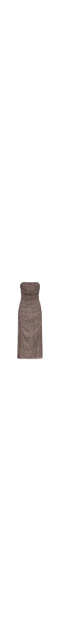 Vestido Sem Alça Franzido Tule - Marrom