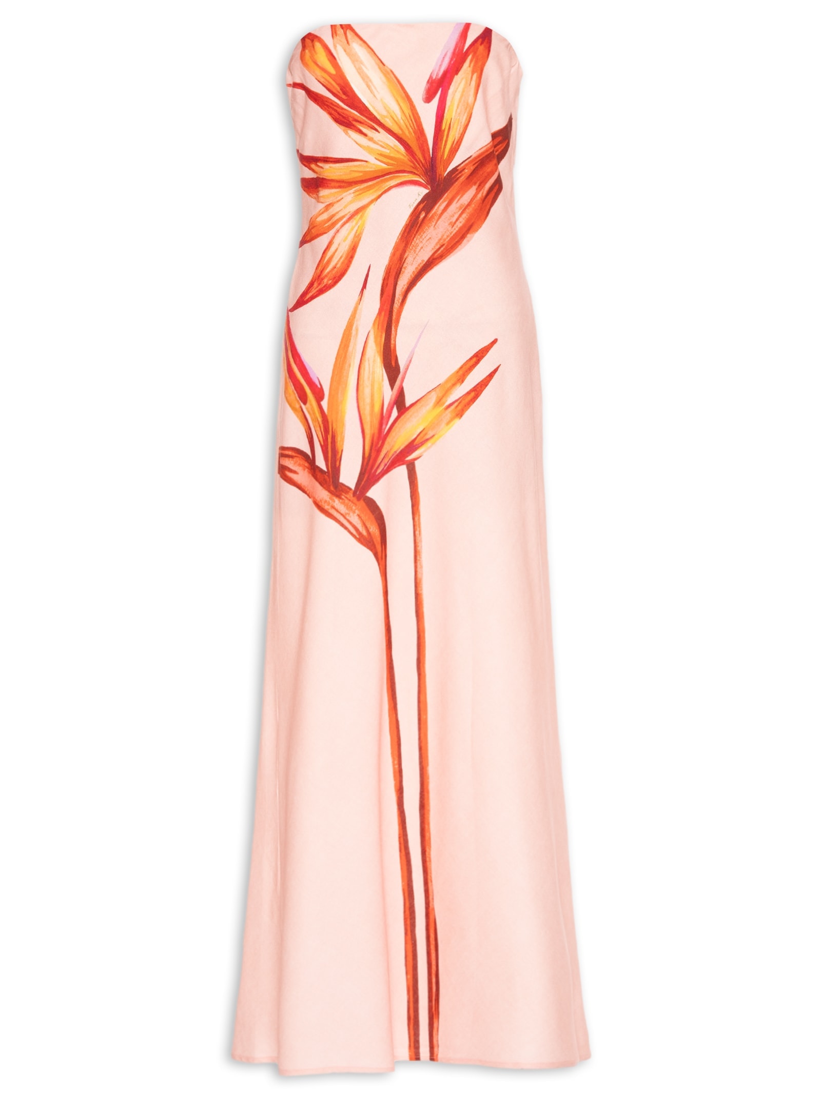 Vestido Sem Alça Maxi Estrelicia Rosa Farm