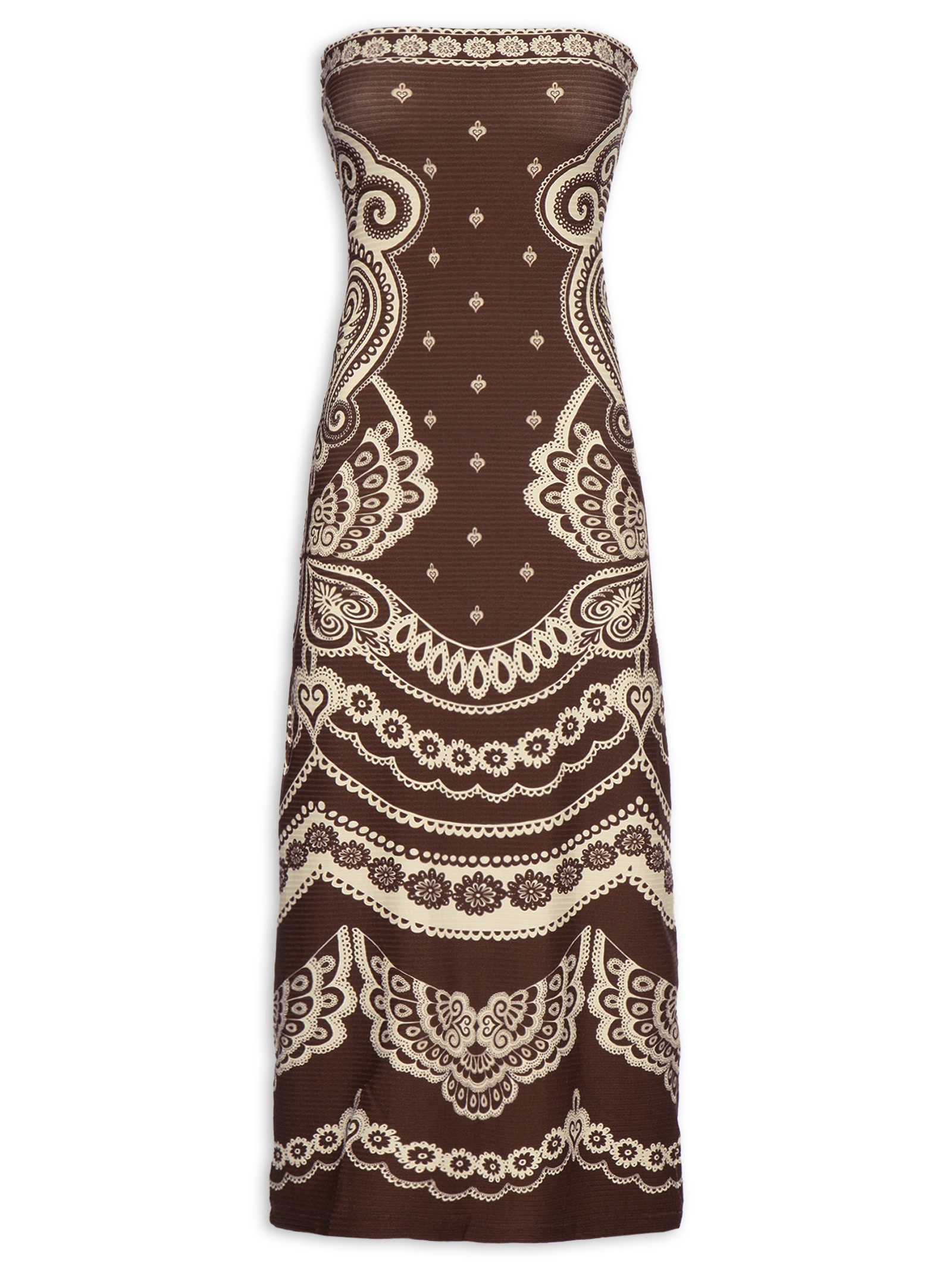 Vestido Sem Alça Nicole Marrom Farm