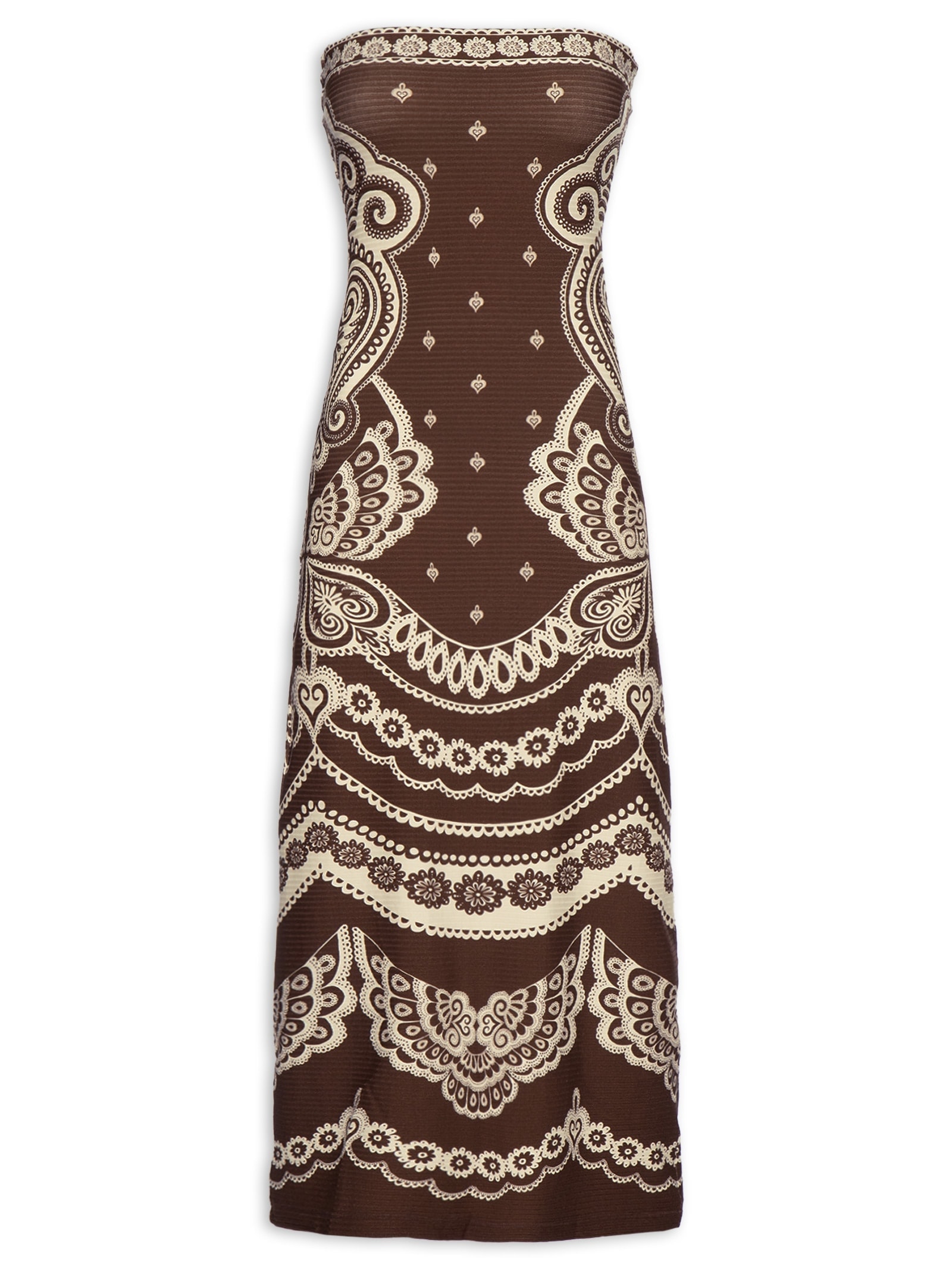 Vestido Sem Alça Nicole Marrom Farm