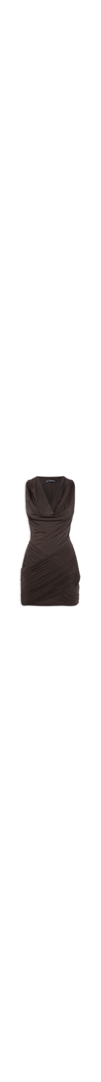 Vestido Sem Manga Curto Drapeado - Marrom