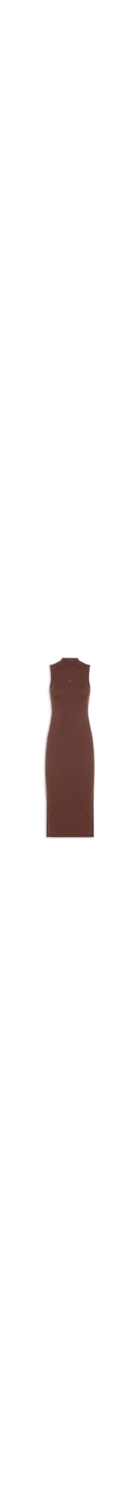 Vestido Sem Manga Gola Alta - Marrom