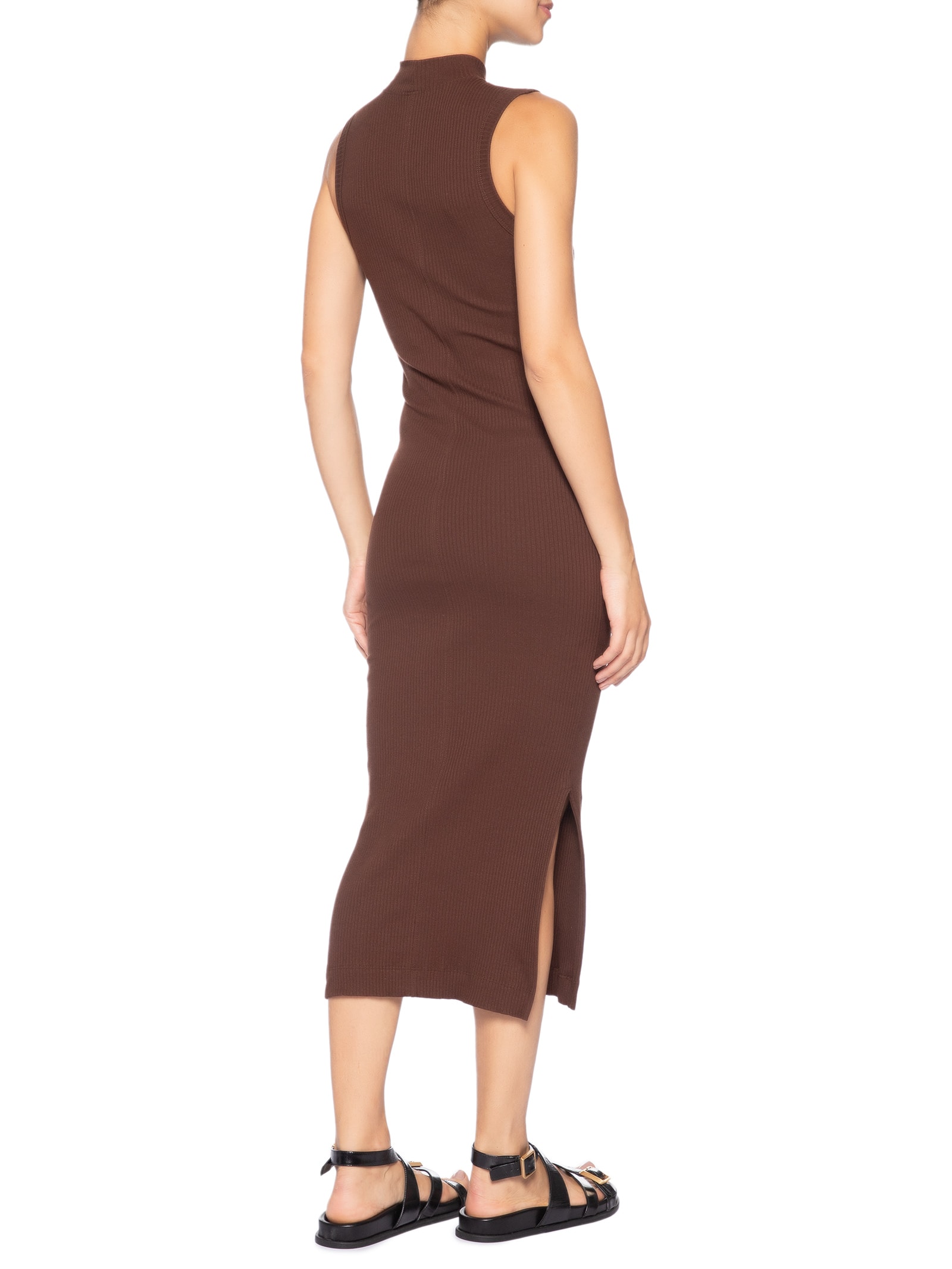 Vestido Sem Manga Gola Alta Marrom Calvin Klein Jeans