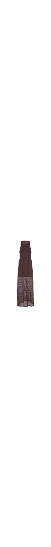 Vestido Sem Manga Super Midi Com Cut Out - Marrom