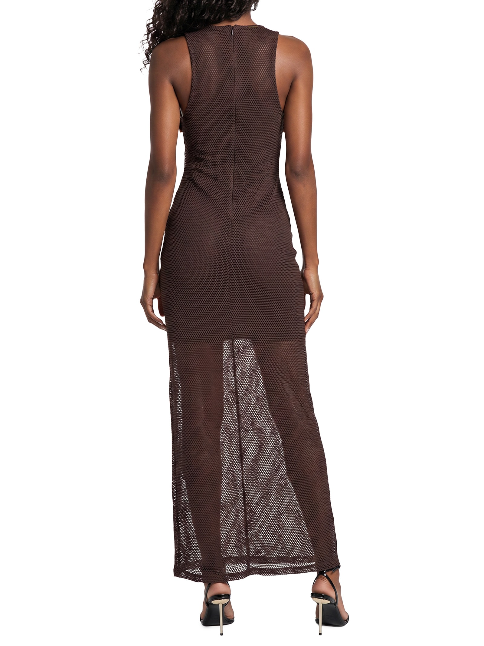 Vestido Sem Manga Super Midi Com Cut Out Marrom My Favorite