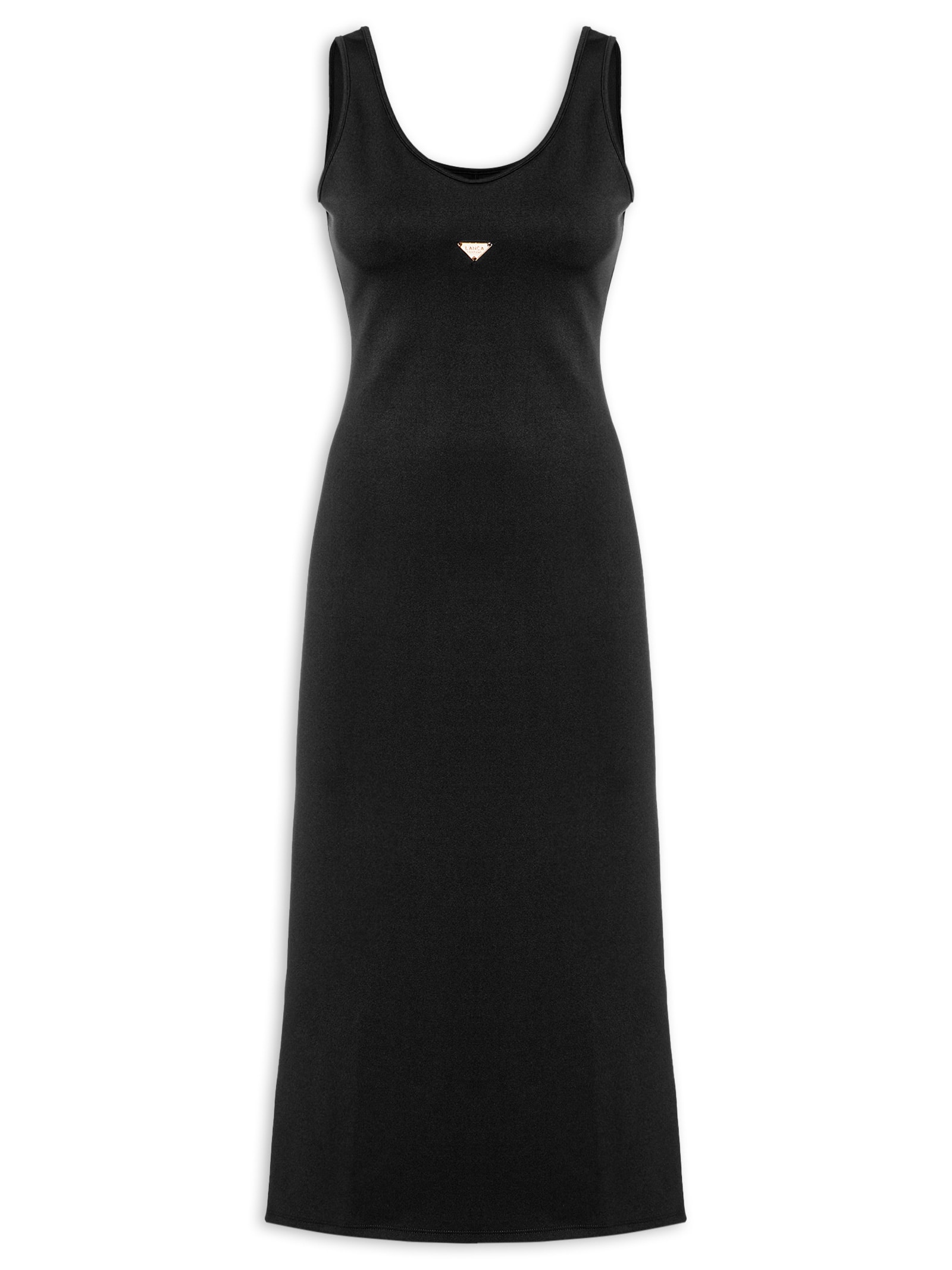 Vestido Sem Manga Super Midi Preto Lança Perfume